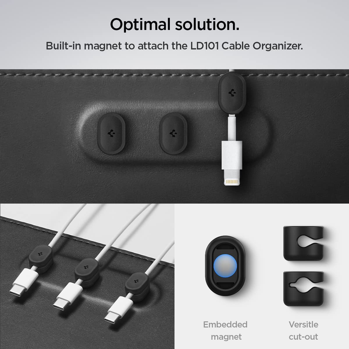 Spigen PU Leather Desk Pad with Built-in Cable Magnets 35.4"x15.7"