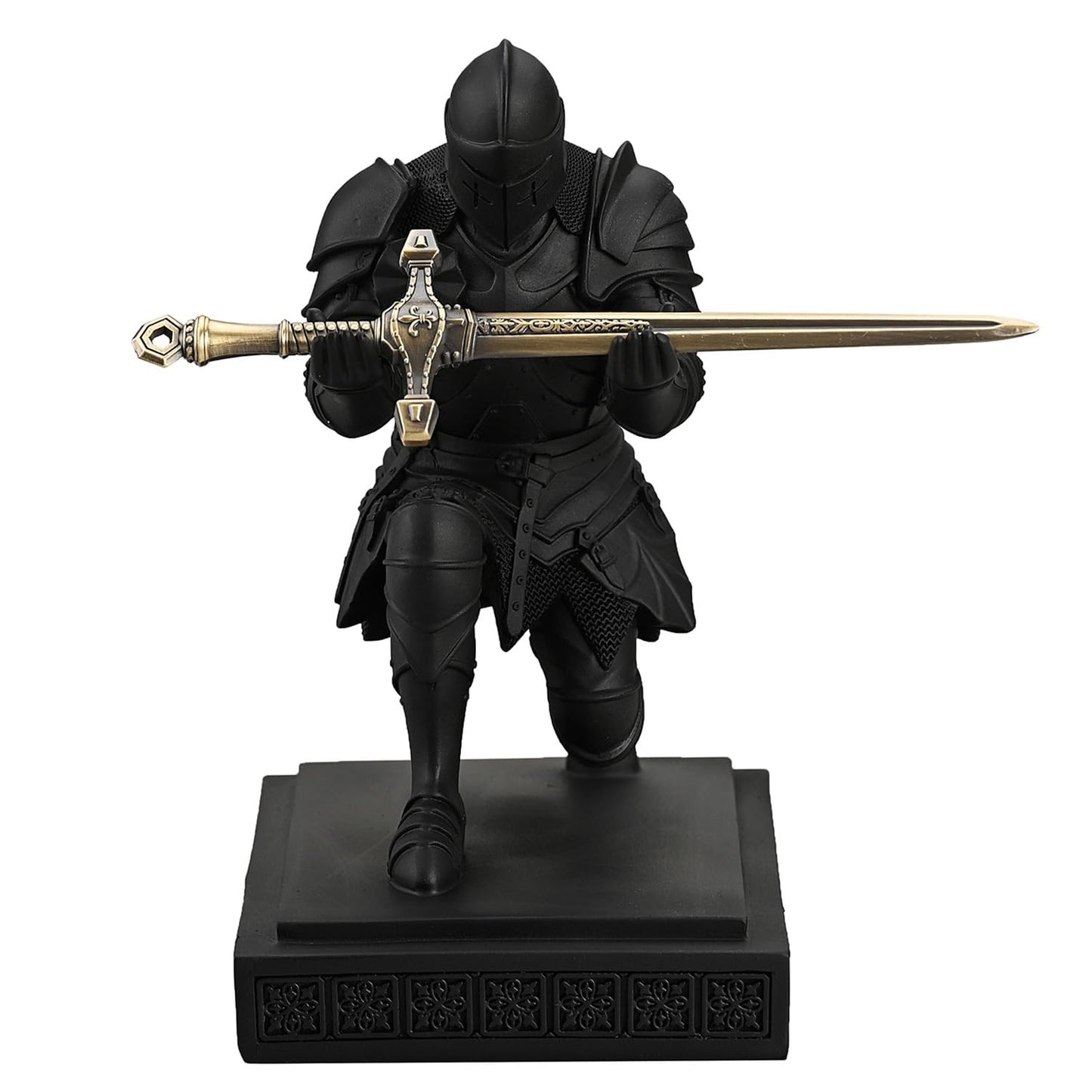 Medieval Warrior Knight Pen Holder Fun Desk Accessories Paperweight Blak