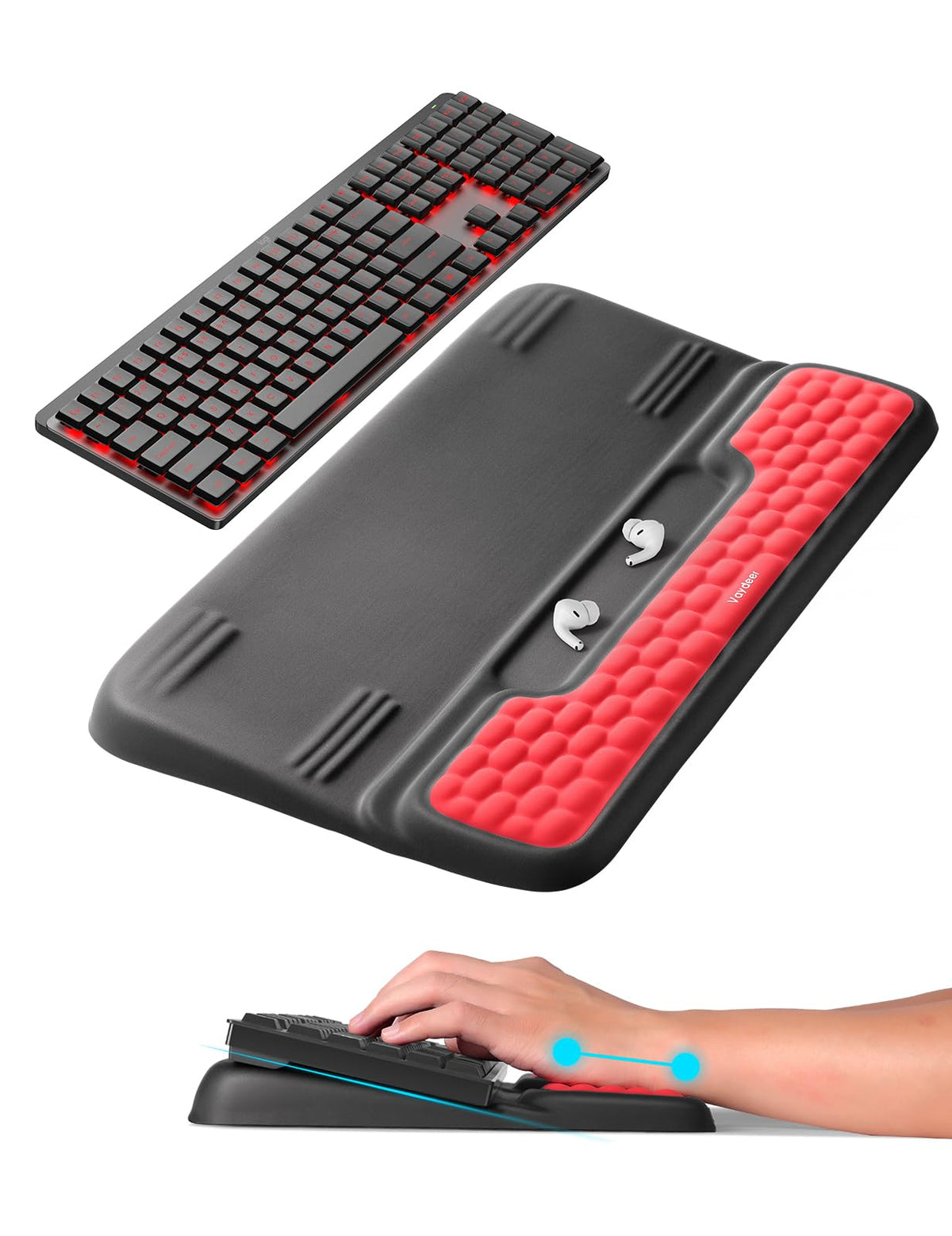 Vaydeer Keyboard Stand with Wrist Rest, Gaming Wrist Support Pad, Ergonomic Hand Rest Arm Soft