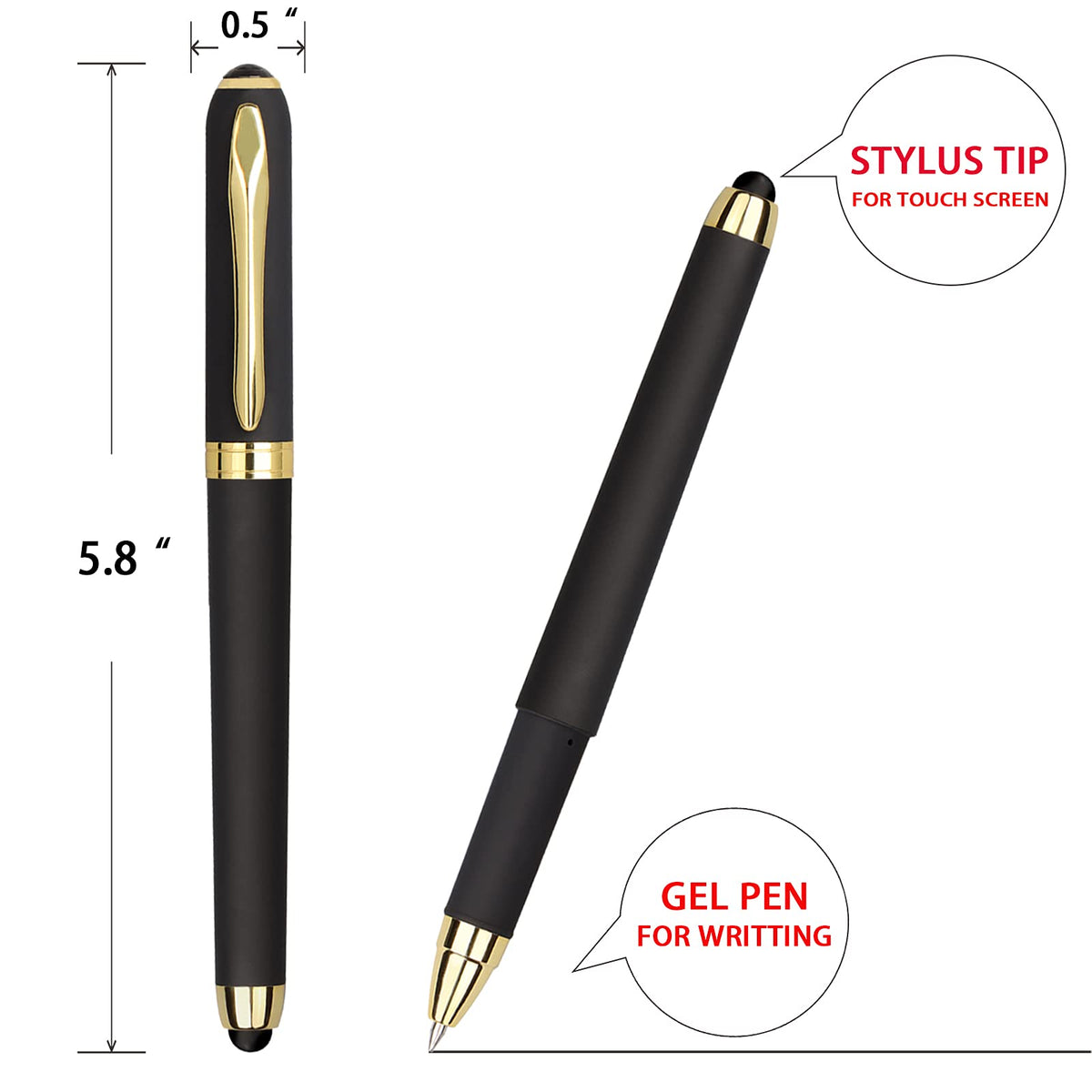 KAKA RABBIT 1.0mm Gel Pen with Stylus Tip, Black Ink Large Capacity, 18 Pk