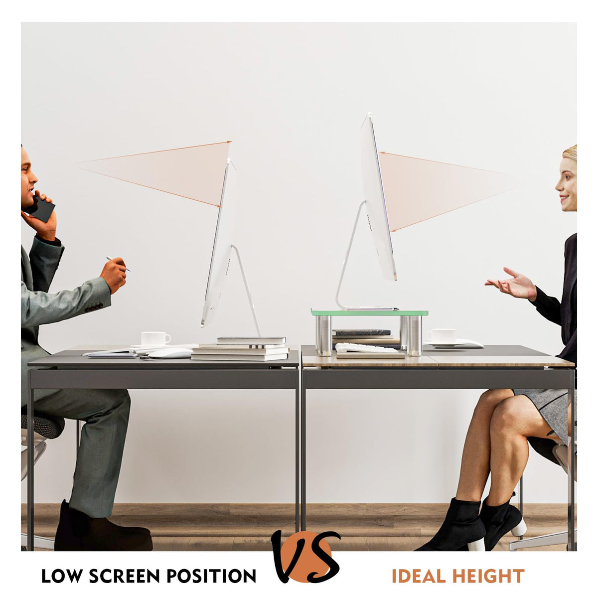 Hemudu Clear Computer Monitor Stand Riser with Height Adjustable Multi Media Desktop Stand for Flat