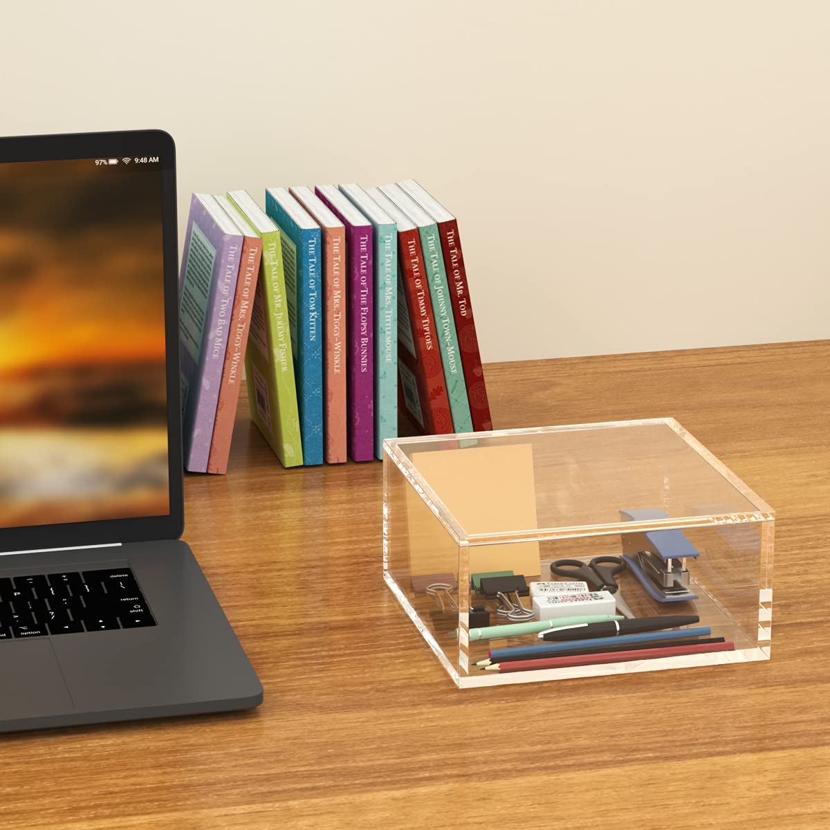 AITEE Decorative Acrylic Box with Lid, Display Storage for Home (X-Large)
