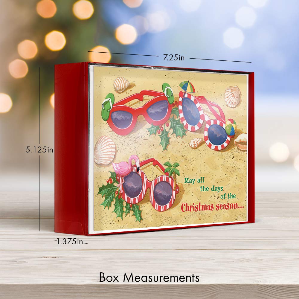 Red Farm Studios Festive Sunglasses in Sand Box of 18 Tropical Christmas Cards, (125-00839-000)