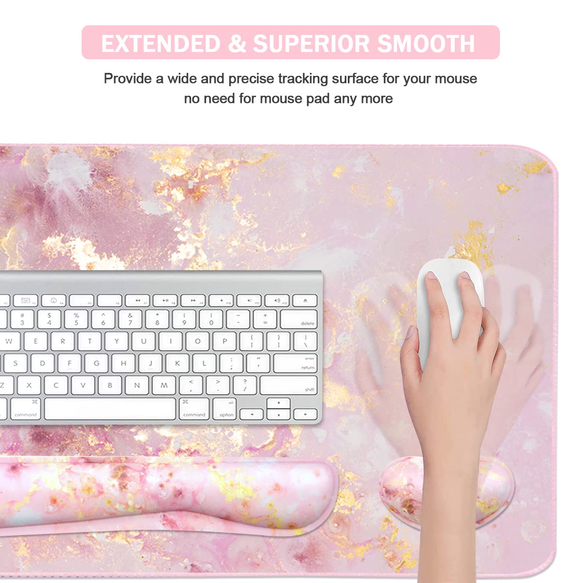 Keyboard Mouse Pad Set, Extended Mouse Pad+Keyboard Wrist Rest Support, Memory Foam Ergonomic Easy