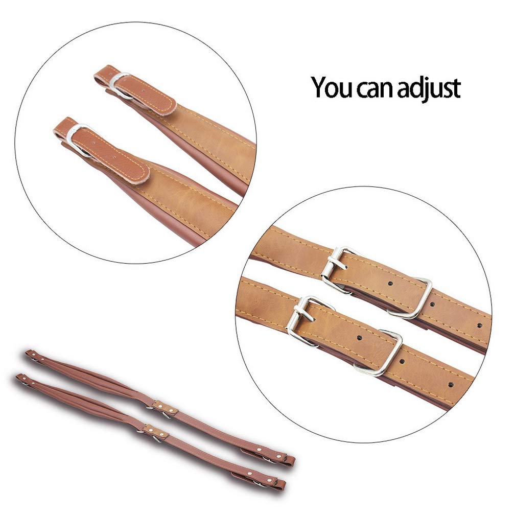BIBISTORE Soft Leather Adjustable Accordion Shoulder Harness Straps Instrument Accessories (Coffee)