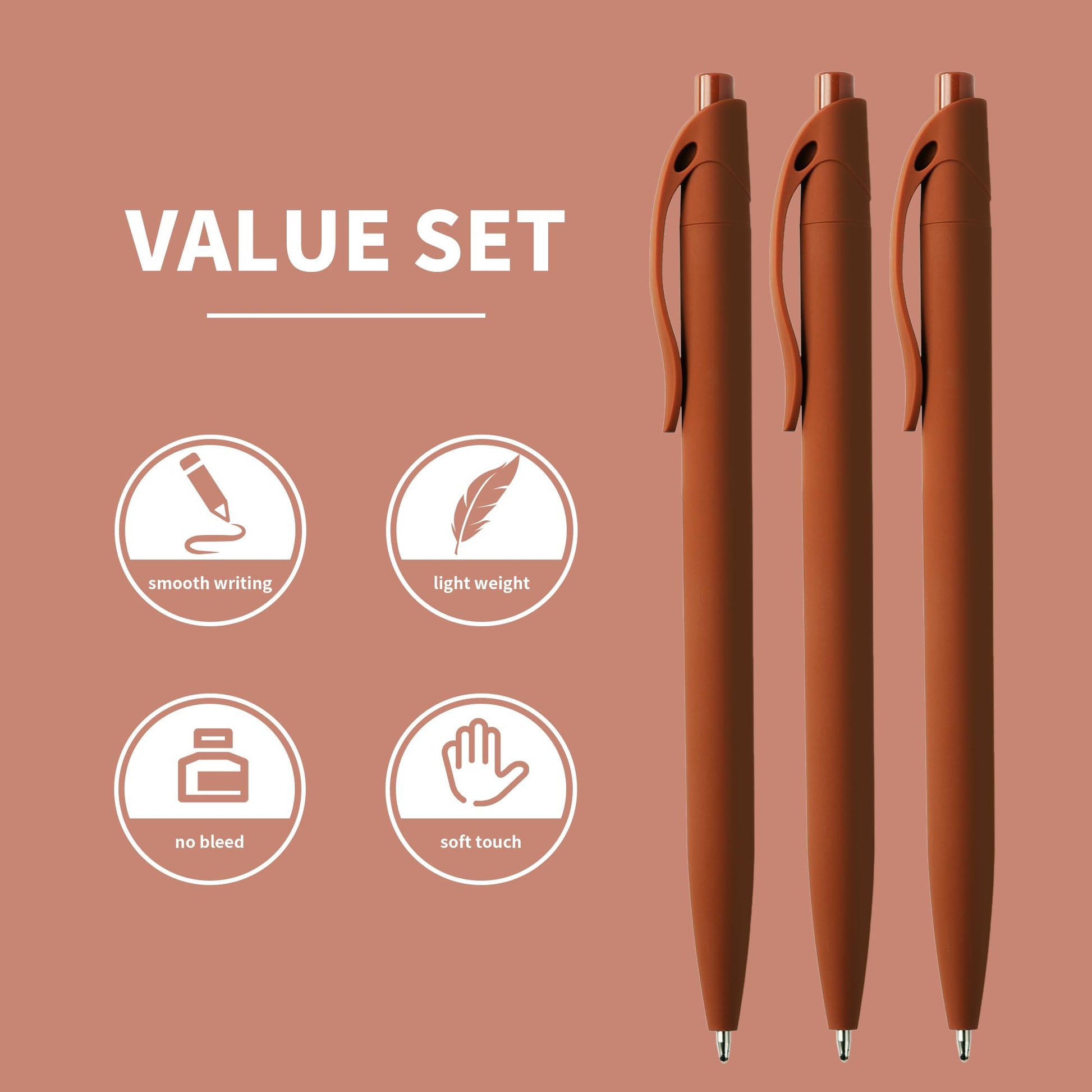 deegtran Pens Bulk, 50 Pack No Bleed Brown Click Pen, Wholesale Retractable Ballpoint Pens, Pens