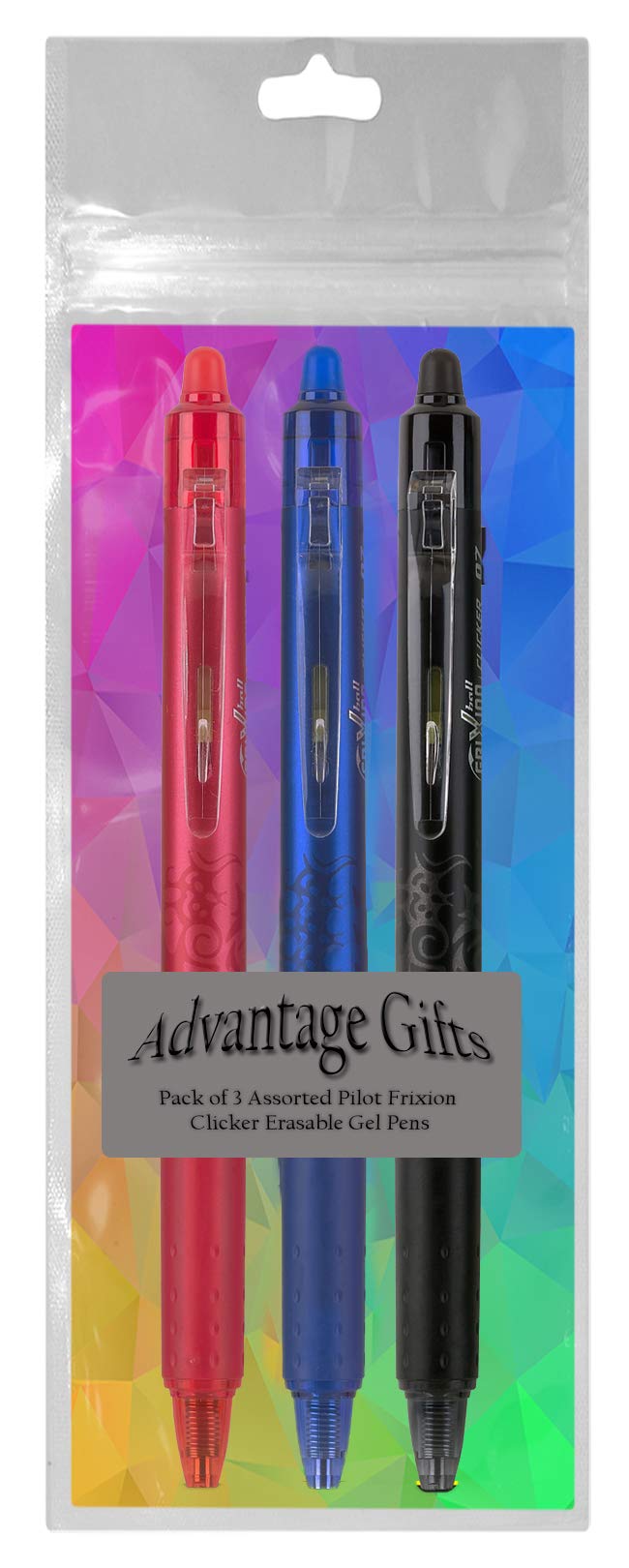 Advantage Gifts Clicker Retractable Erasable Gel Pens Fine Point (.7mm) Assorted Colors