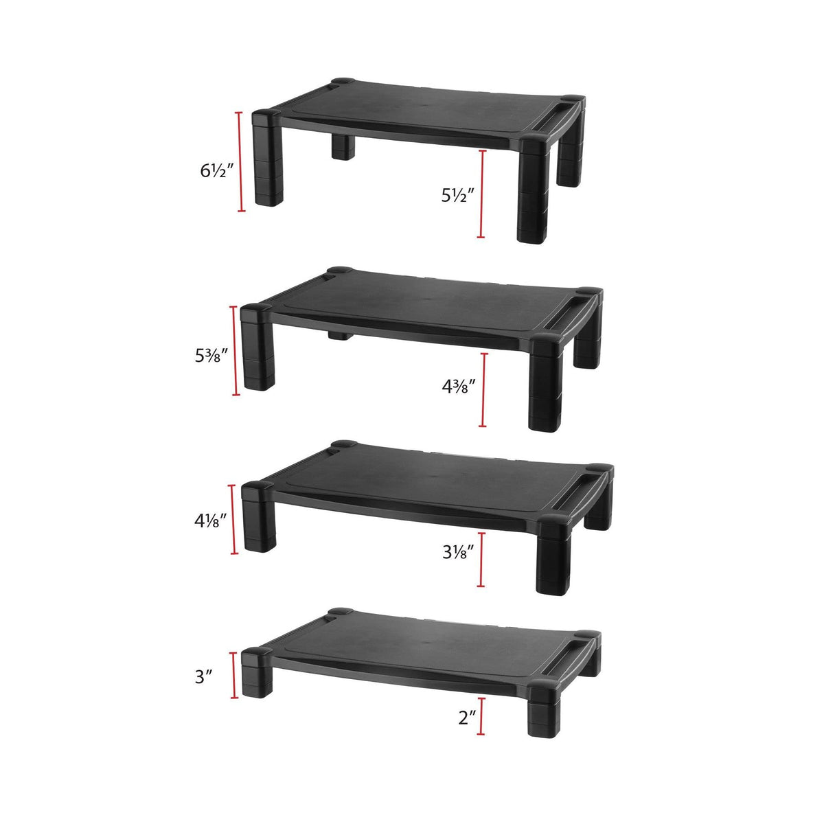 Kantek Extra Wide Single Level Height-Adjustable Monitor/Laptop Stand, 20-Inch Wide x 13.25-Inch