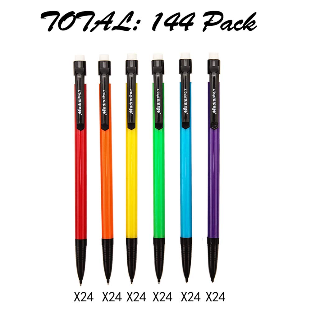 Madisi Mechanical Pencils Bulk, 0.7mm Medium Point, HB #2 Lead, 144-Count