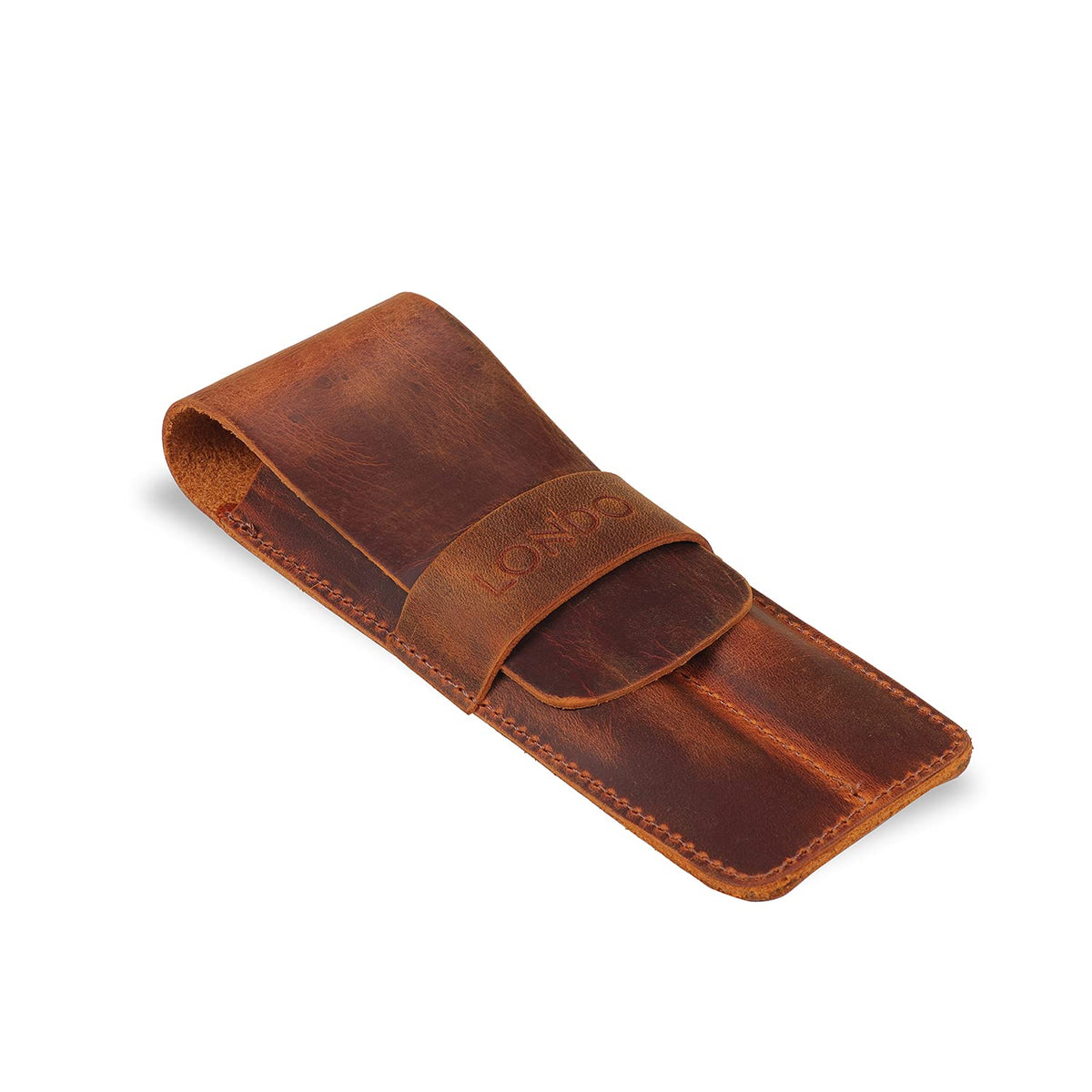 Londo Genuine Leather Pen and Pencil Case with Tuck in Flap, Stationery Bag - Two compartment
