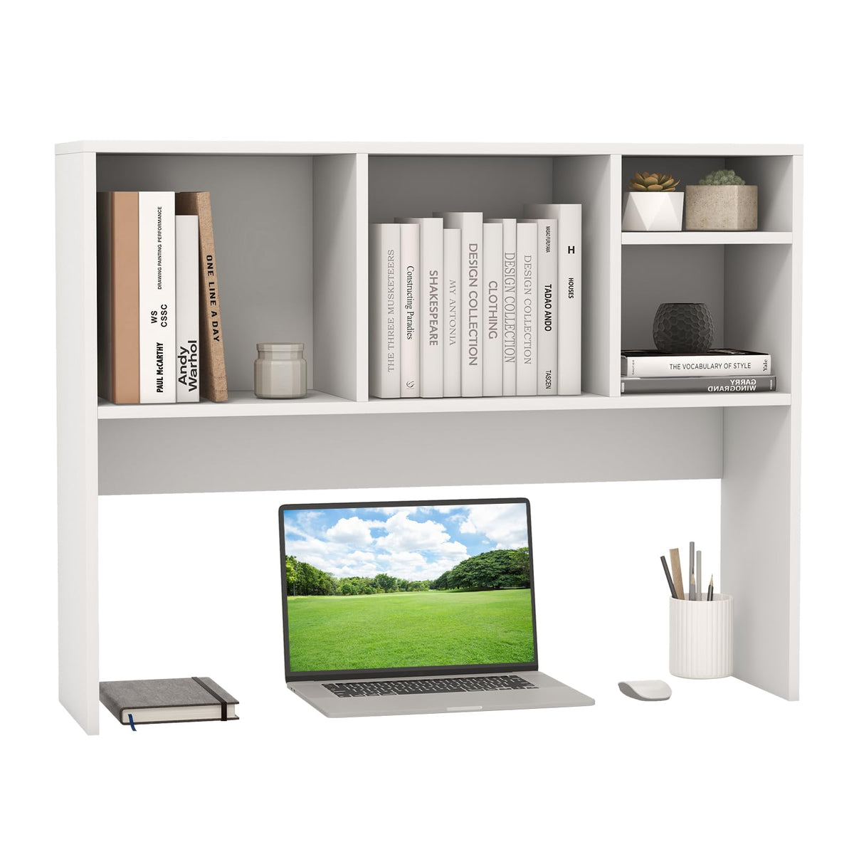GIANTEX Desktop Bookshelf, Countertop Storage Hutch with 4 Shelves for Computer Desk, Dressing