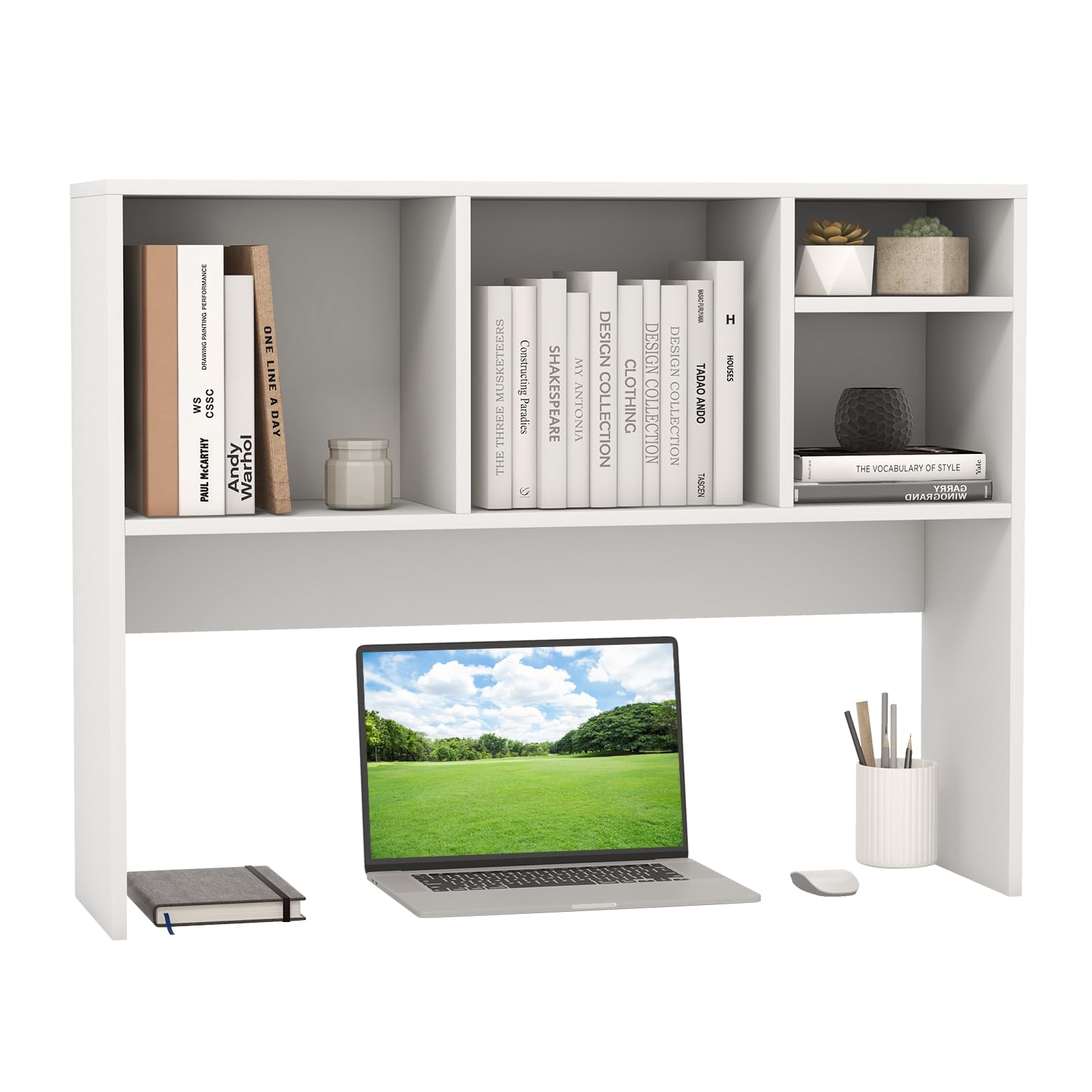 GIANTEX Desktop Bookshelf, Countertop Storage Hutch with 4 Shelves for Computer Desk, Dressing