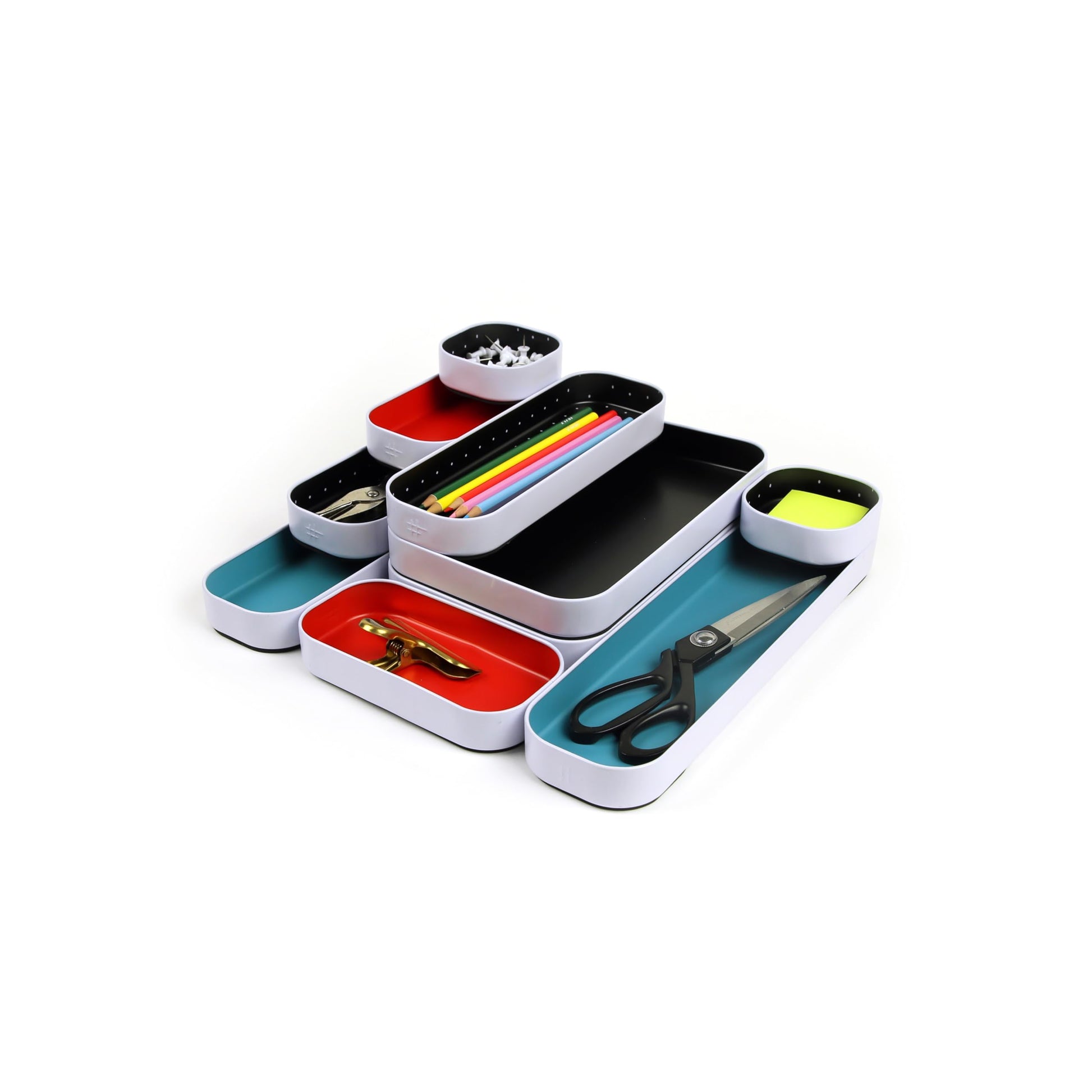Three by Three Seattle Metal Drawer Organizer Tray Set, 10-Pc, 1" (Multi)