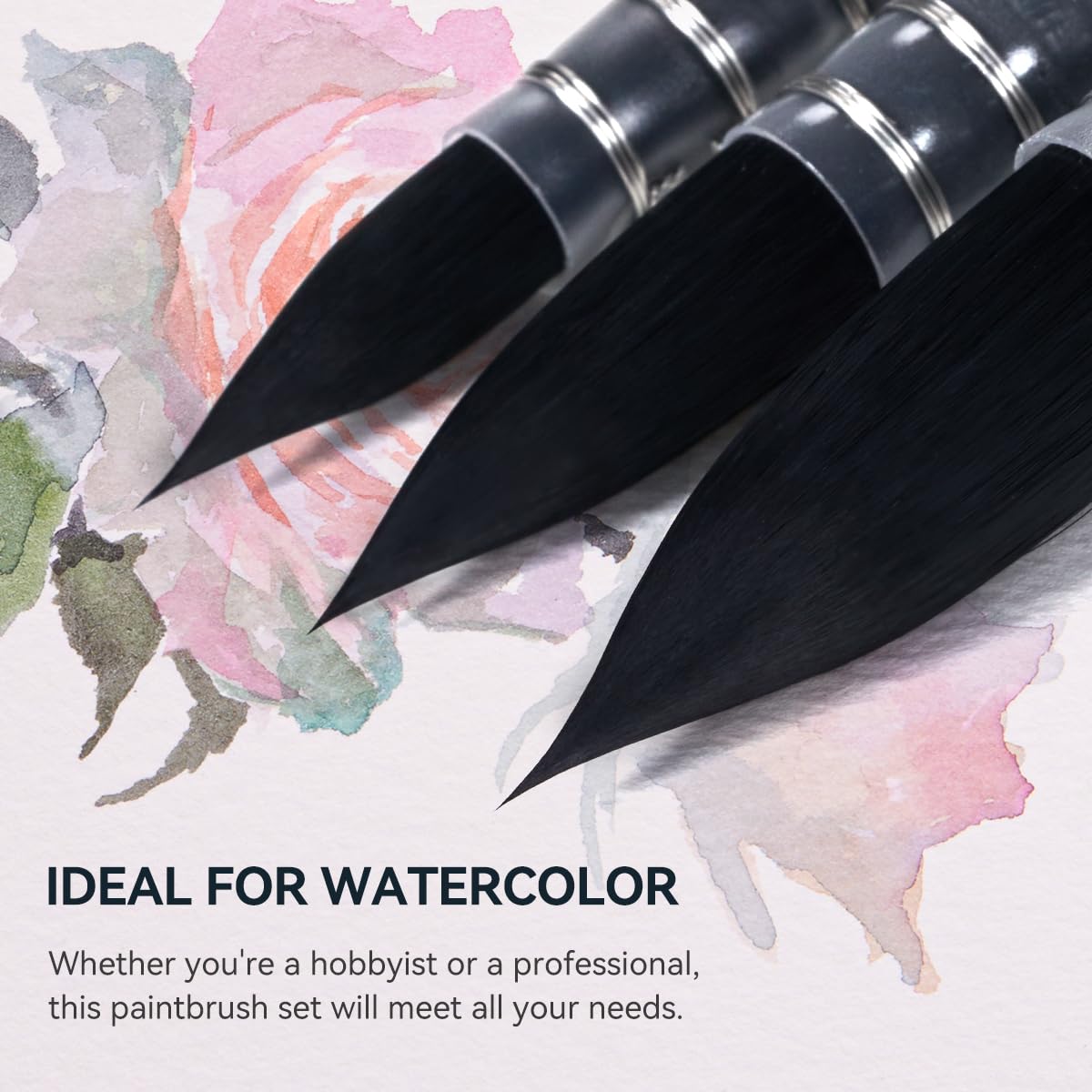 Lightwish Watercolor Brushes Set, Synthetic Squirrel Hair Paint Brushes Kit :#2#4#6#8 for Artists