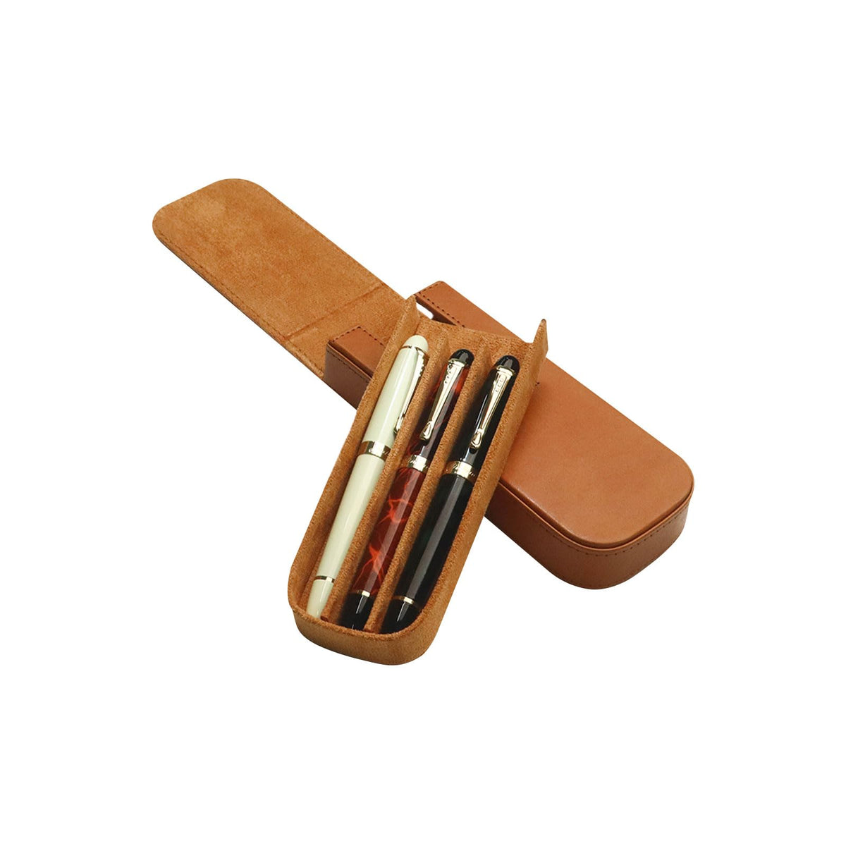 MIVLXLX PU Leather Fountain Pen Case, Pen Storage Tray Organizer(brown)