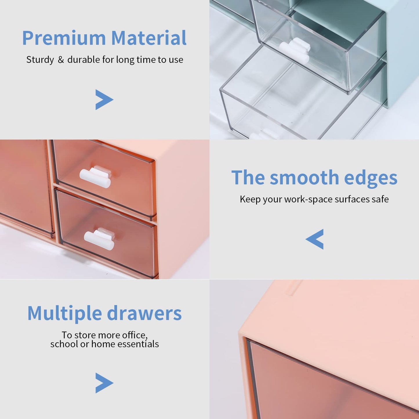 OSteed Stackable Storage Drawers, Office Desk Organizer with 4 Mix Drawers