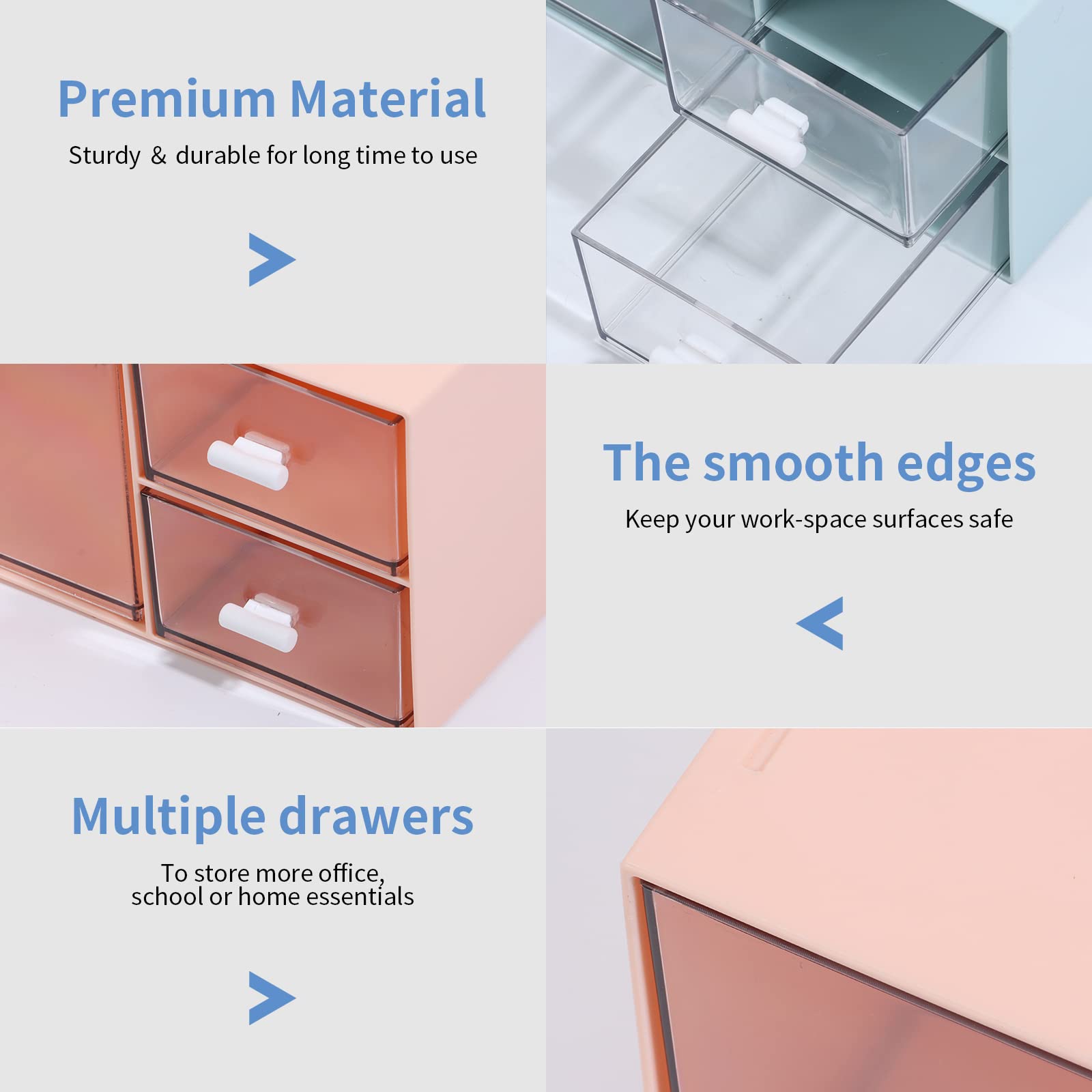 OSteed Stackable Storage Drawers, Office Desk Organizer with 4 Mix Drawers