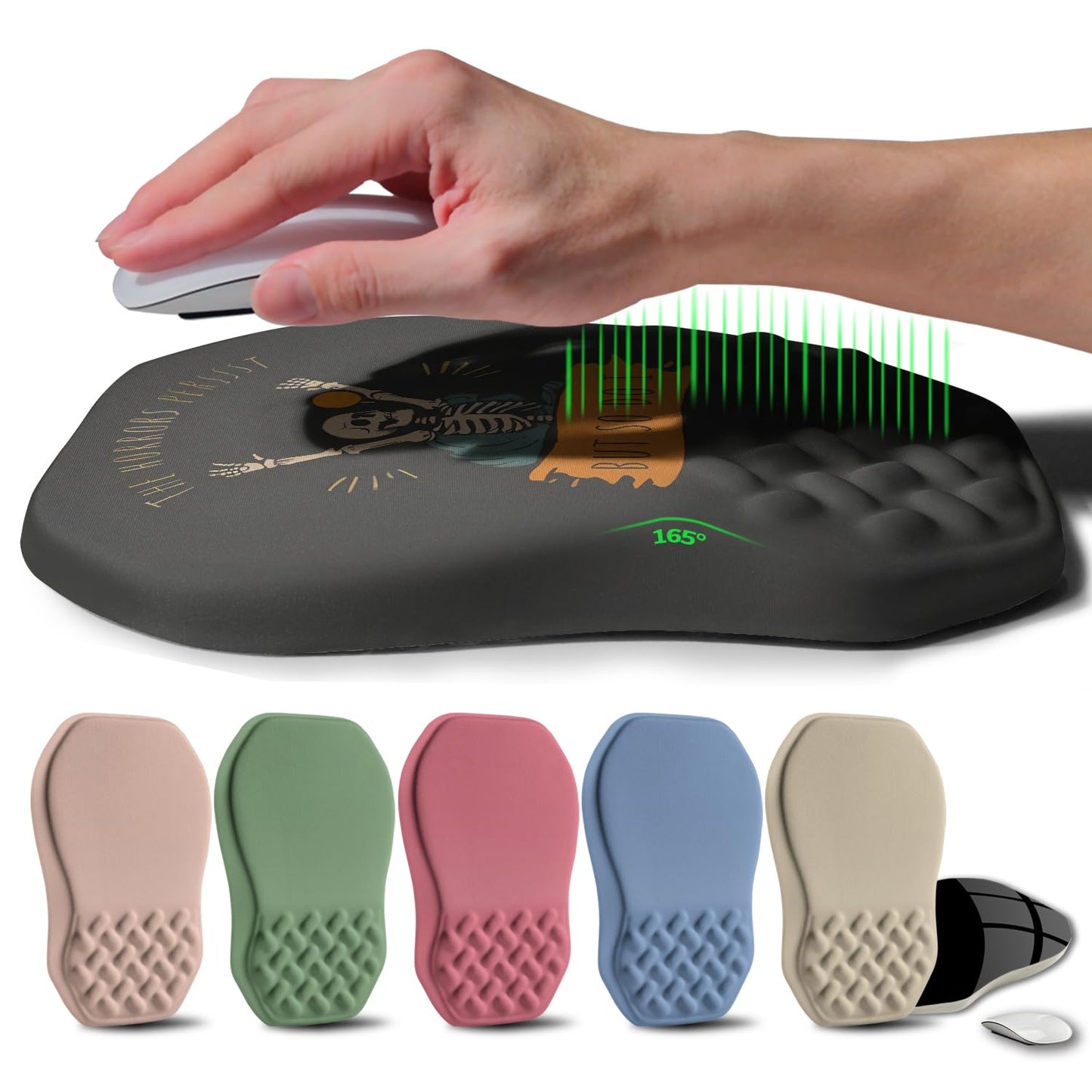 Gleamtide Ergonomic Raised Mouse Pad Wrist Support with Bilateral Slope Memory Foam Mousepad for