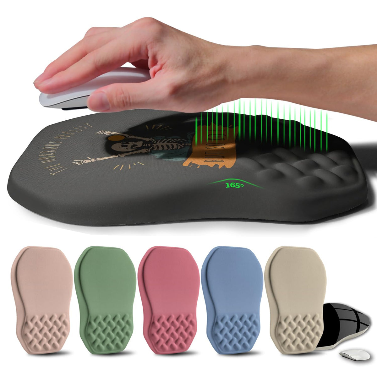 Gleamtide Ergonomic Raised Mouse Pad Wrist Support with Bilateral Slope Memory Foam Mousepad for
