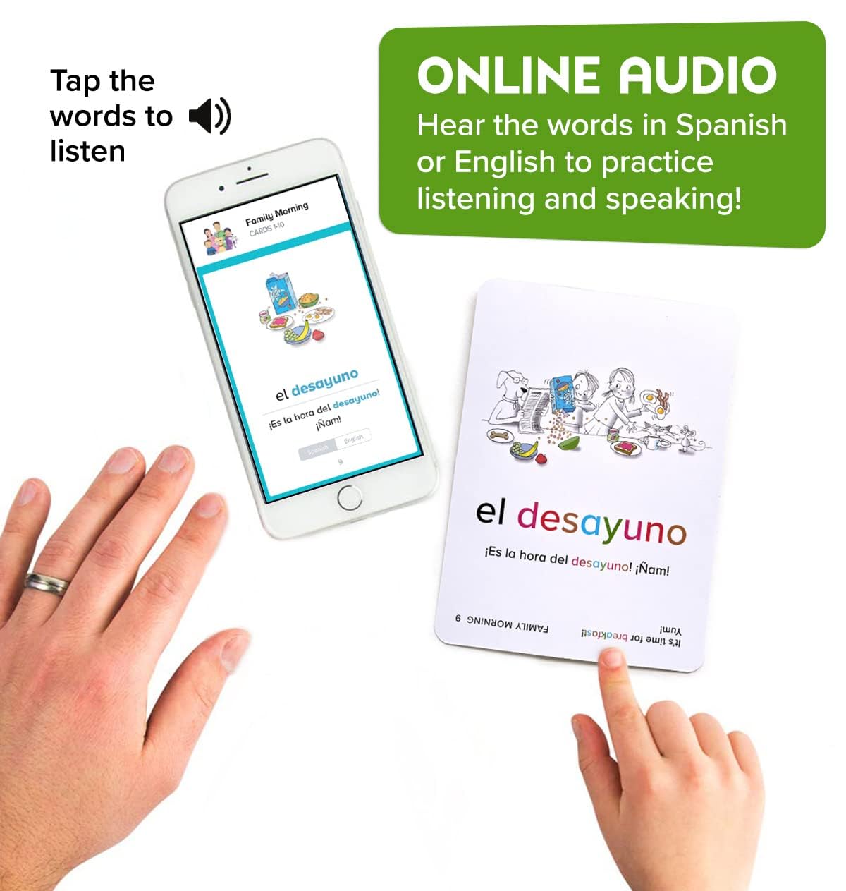 Spanish Flash Cards for Kids: 100 First Spanish Words with Online Audio - Learn Colors, Shapes