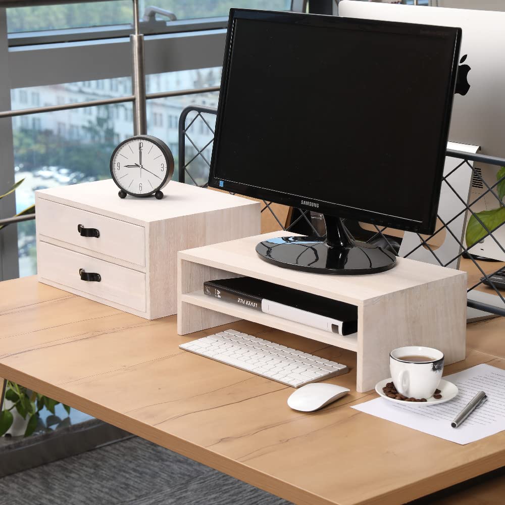 DDYURI Desk Organizer Drawers for Office Supplies Kitchen Storage - Wood Makeup Organizer