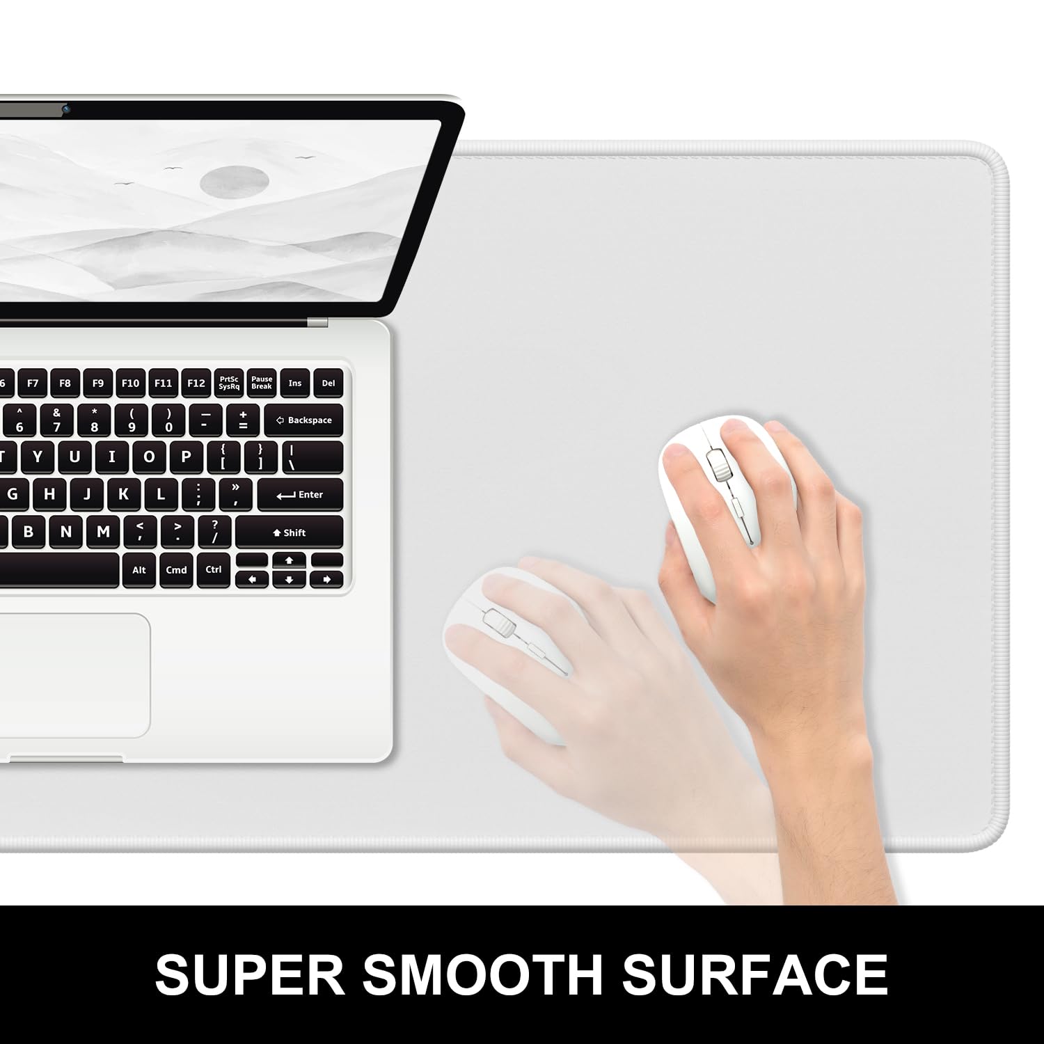 Hsurbtra Desk Pad, 32" x 16" Premium-Textured Desk Mat, Stitched Edge Anti-Slip Waterproof Rubber