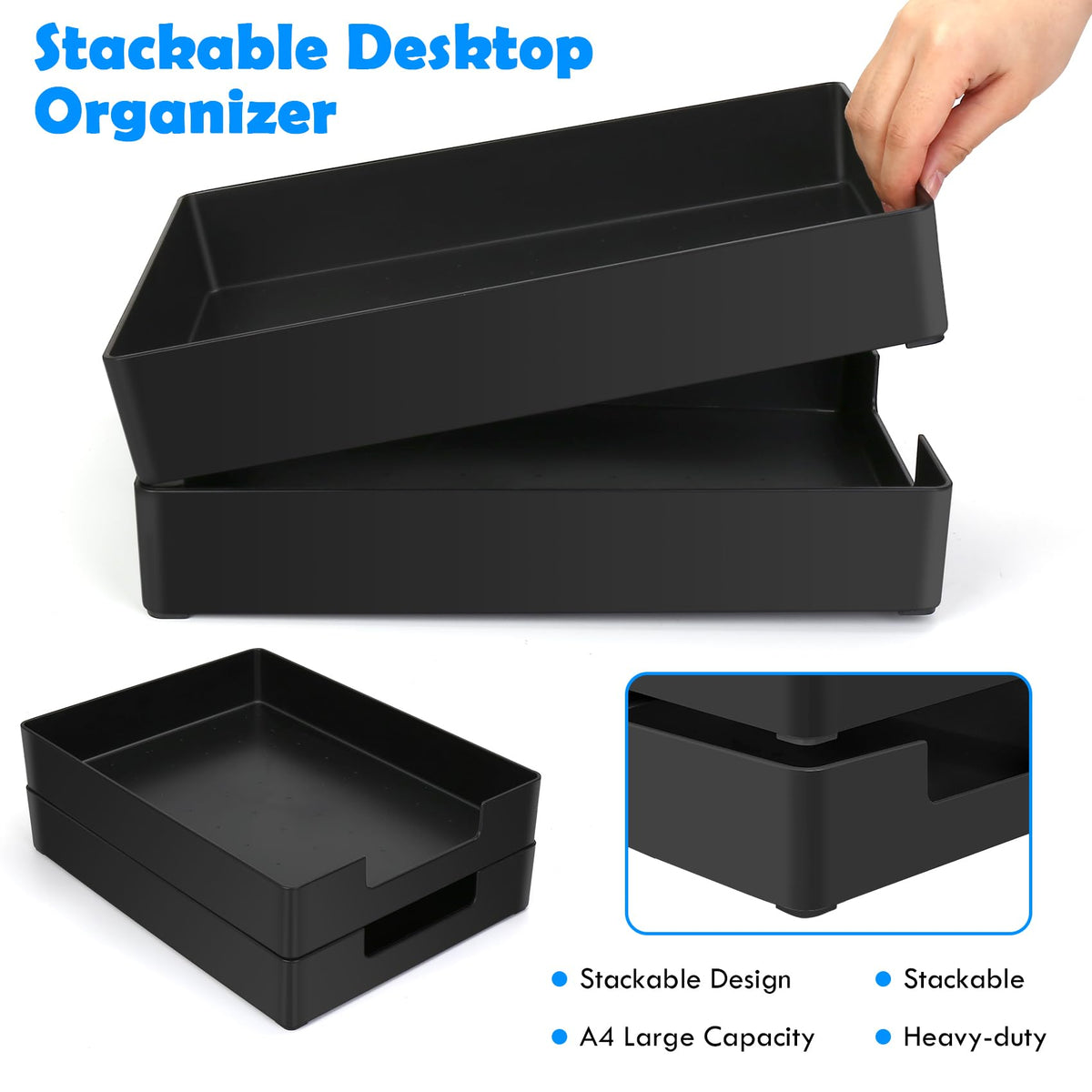 EsOfficce Letter-Size Tray, A4 Paper Tray, Desk Organizer Tray, 2PCS