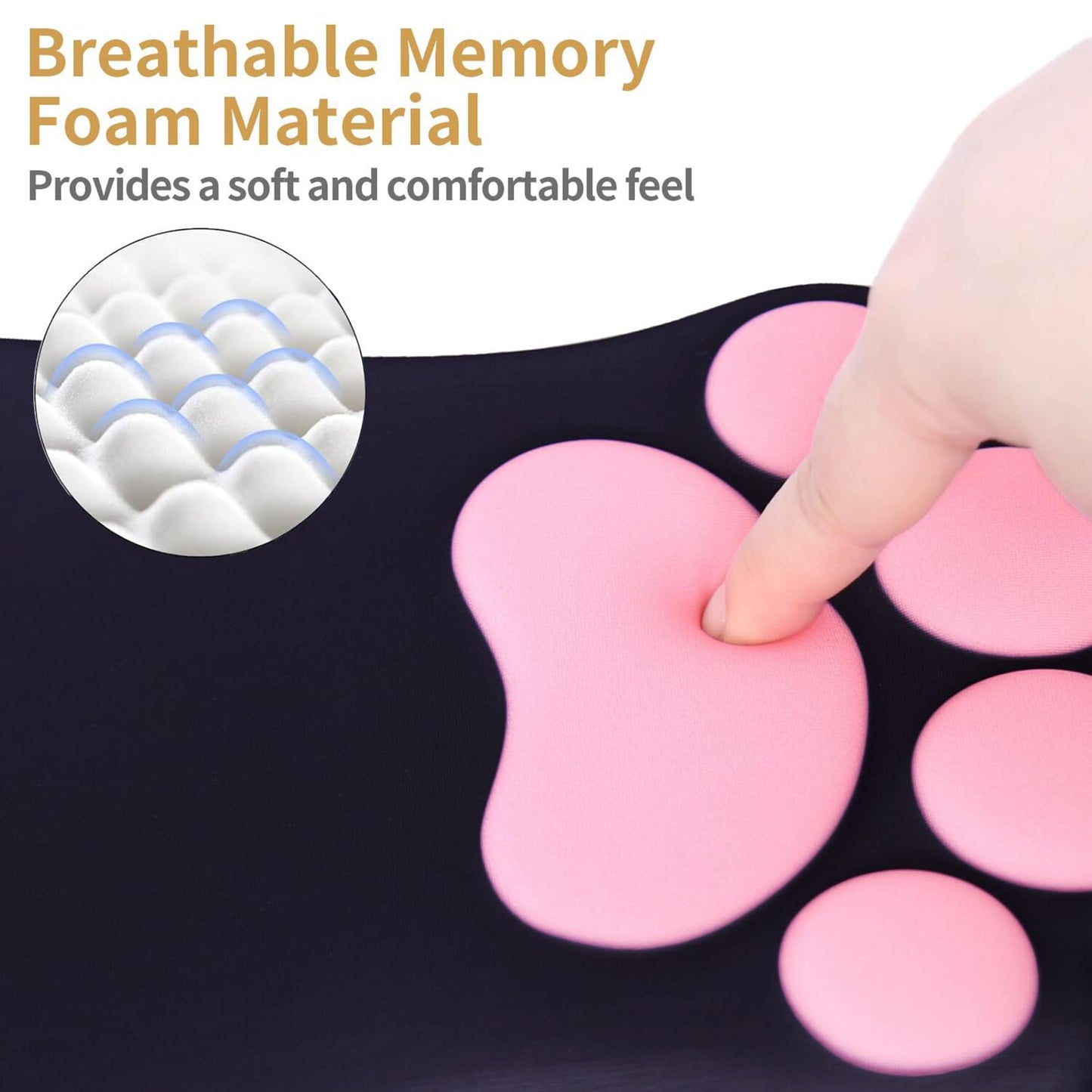L-SPOUTTO Ergonomic Mouse Pad with Wrist Rest,Black Mouse Pad Wrist Support