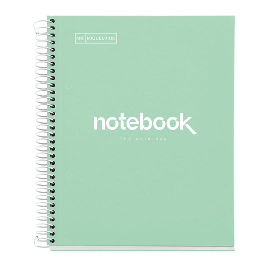 Miquelrius - Spiral notebook A5-80 sheets 90 g - Lines 7 mm - 1 coloured strip - Laminated hard