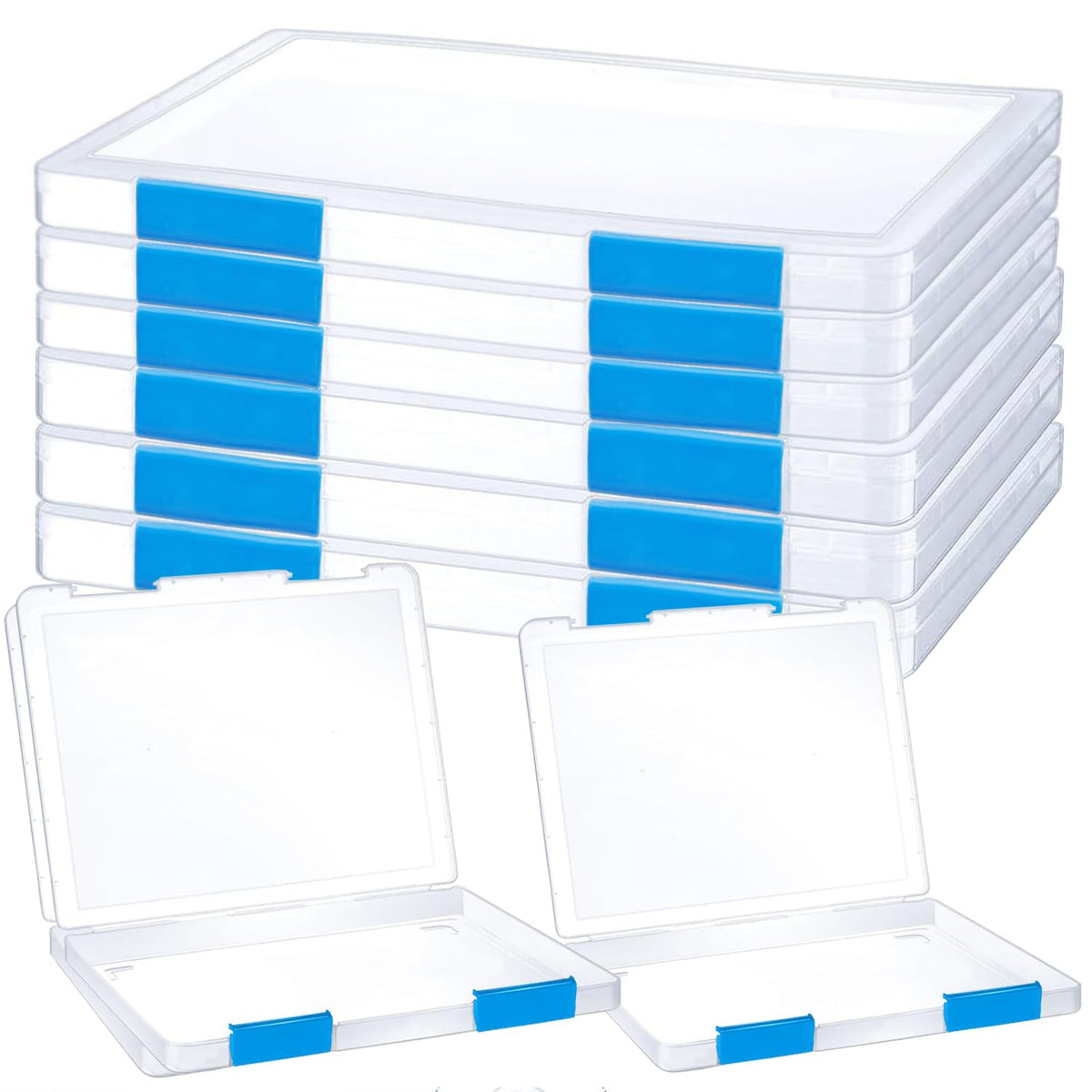 LonlyEagle 6 Pack A4 File Portable Project Case, Plastic Storage Box for 8.5" x 11" Letter Paper