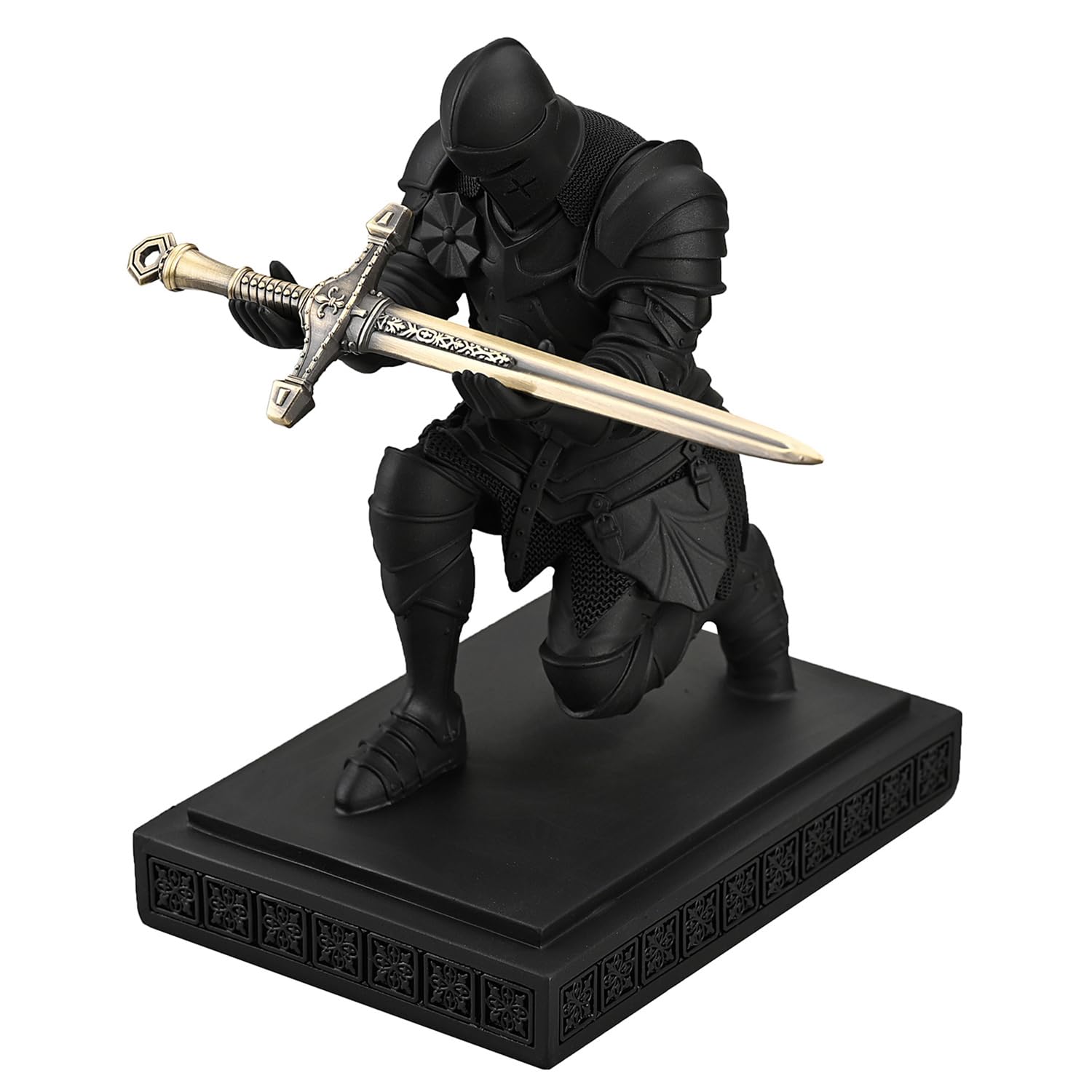 Medieval Warrior Knight Pen Holder Fun Desk Accessories Paperweight Blak