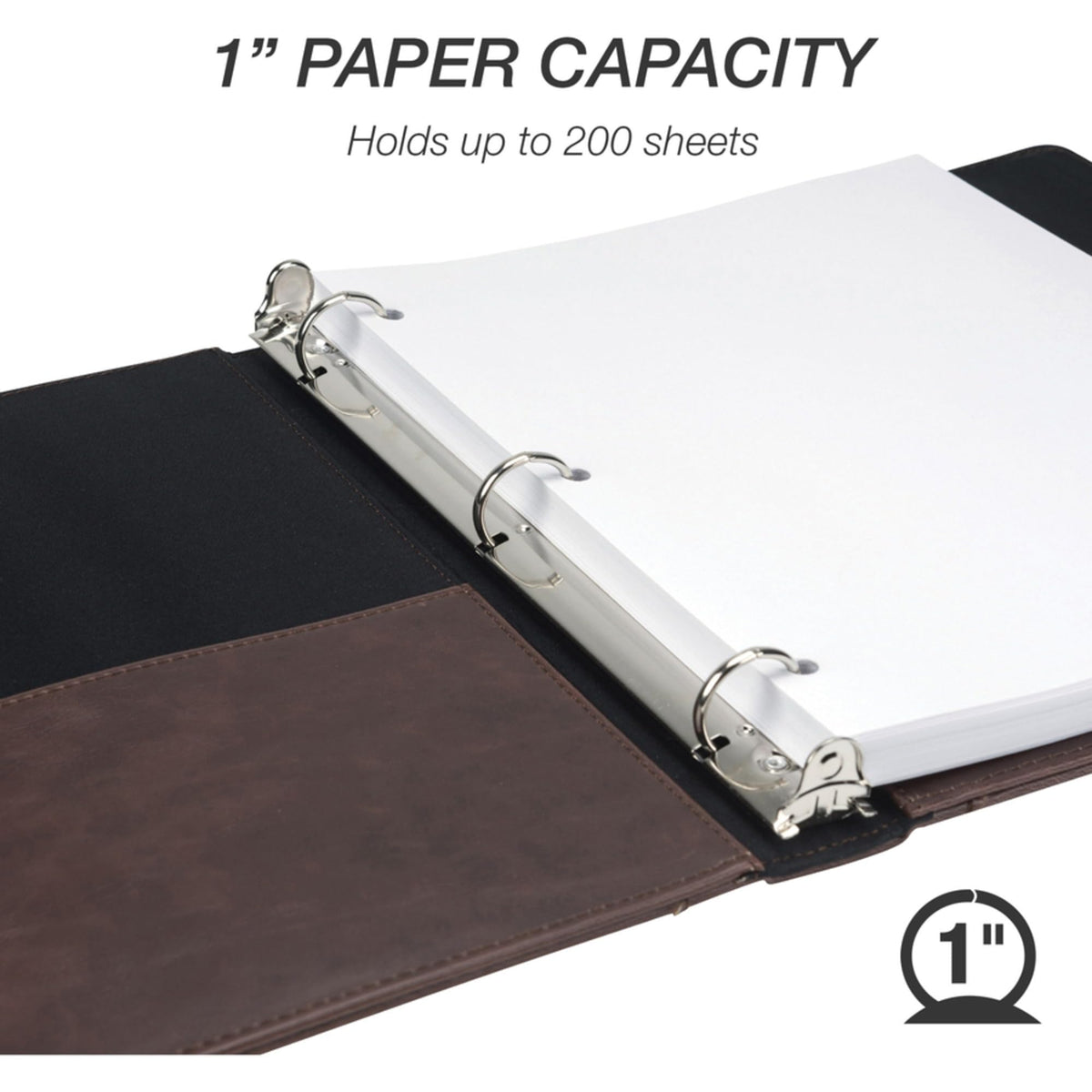 Samsill Vintage Leather 3 Ring Binder, Professional Organizer, Planner, 1 Inch Round Ring (Holds