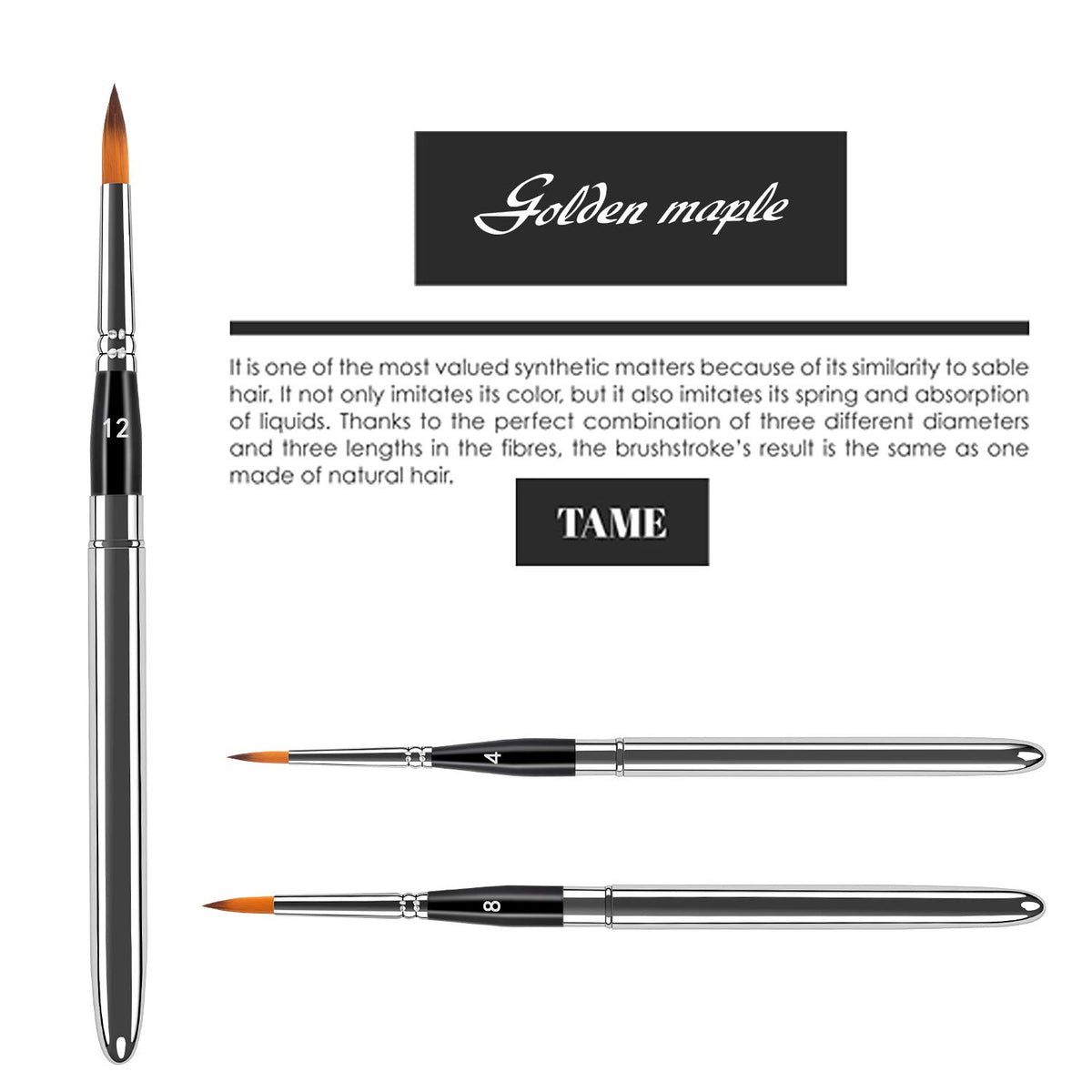 Travel Watercolor Brushes, Golden Maple 3pcs Watercolor Travel Brushes with Leather Pouch - Pointed