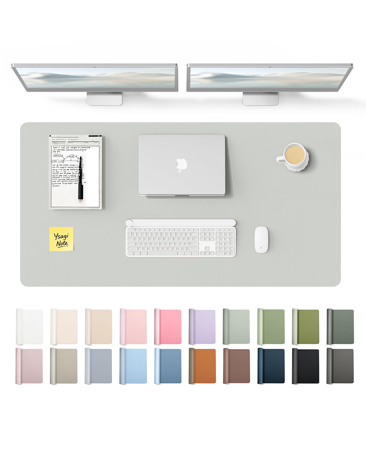 YSAGi Leather Desk Protector, Office Mat, Large Mouse Mat, Non-Slip PU Leather Blotter, Laptop