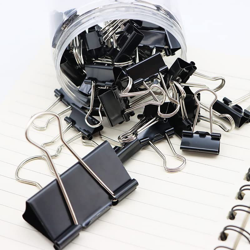 Otylzto 120Pcs Binder Clips Assorted Size, Office Clips with Clear Storage Container, Bulldog