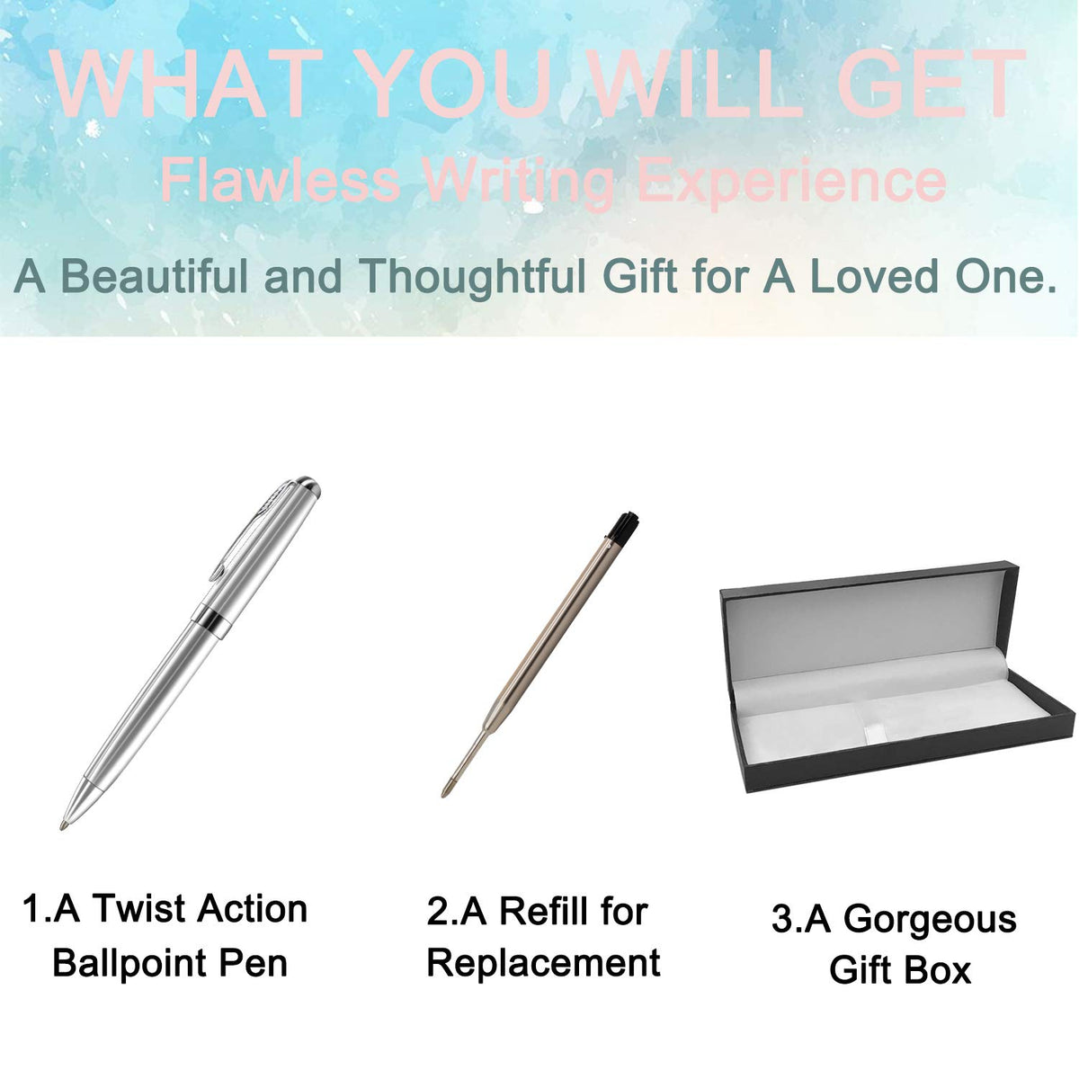 ABIsedrin Personalized Pens, Custom Engraved Pen Case for Men, Twist Action 0.7 Ballpoint Pens