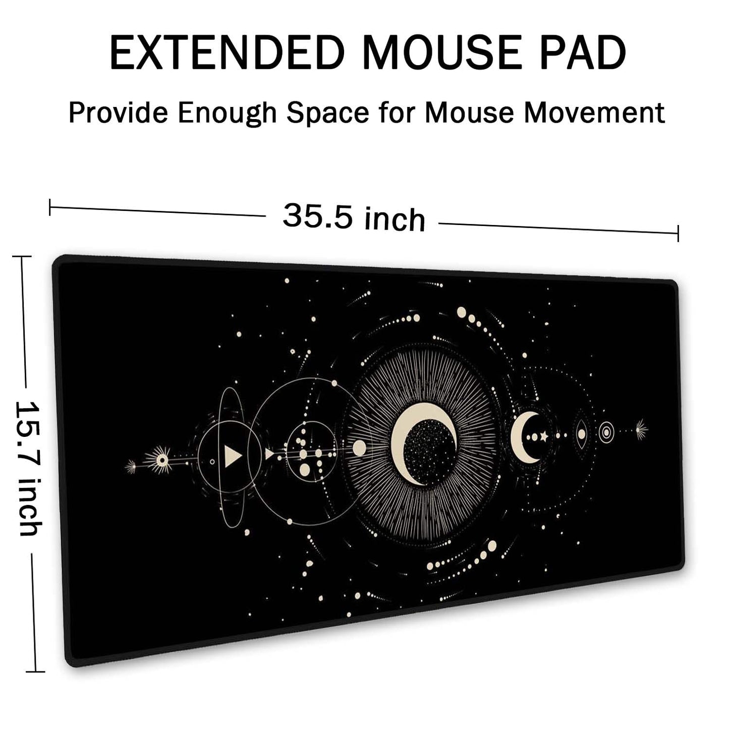 SSOIU Moon Phases Large Mouse Pad, Full Desk XXL Extended Gaming Mouse Pad 35.5" X 15.7"