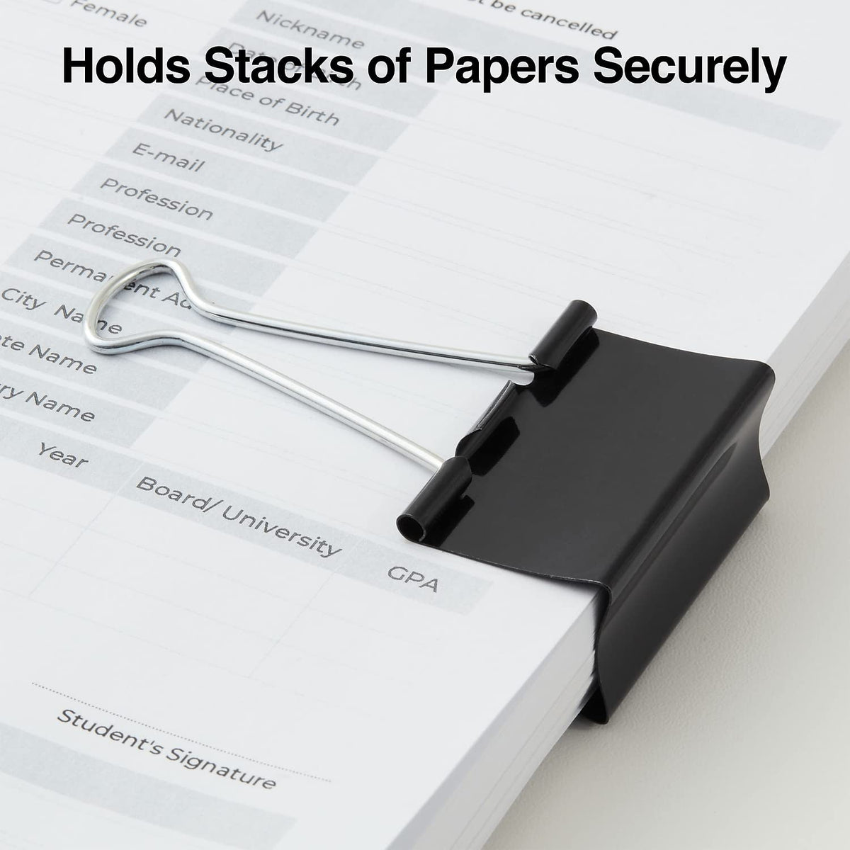 Staples Binder Clips, Large Size, 1 Inch Capacity, Black, 12-Pack