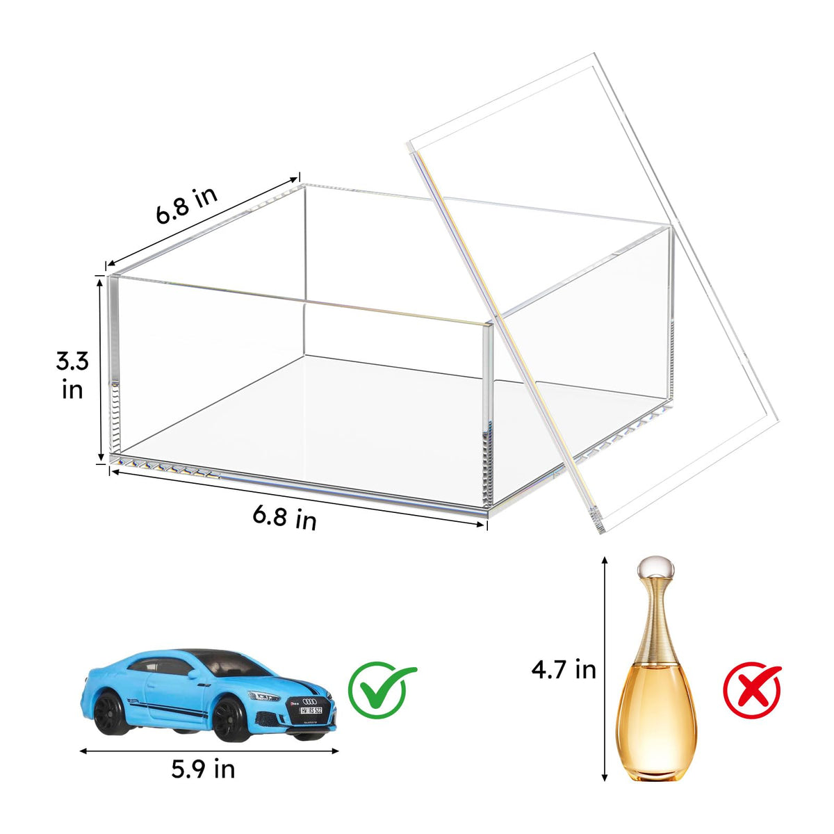 AITEE Decorative Acrylic Box with Lid, Display Storage for Home (X-Large)