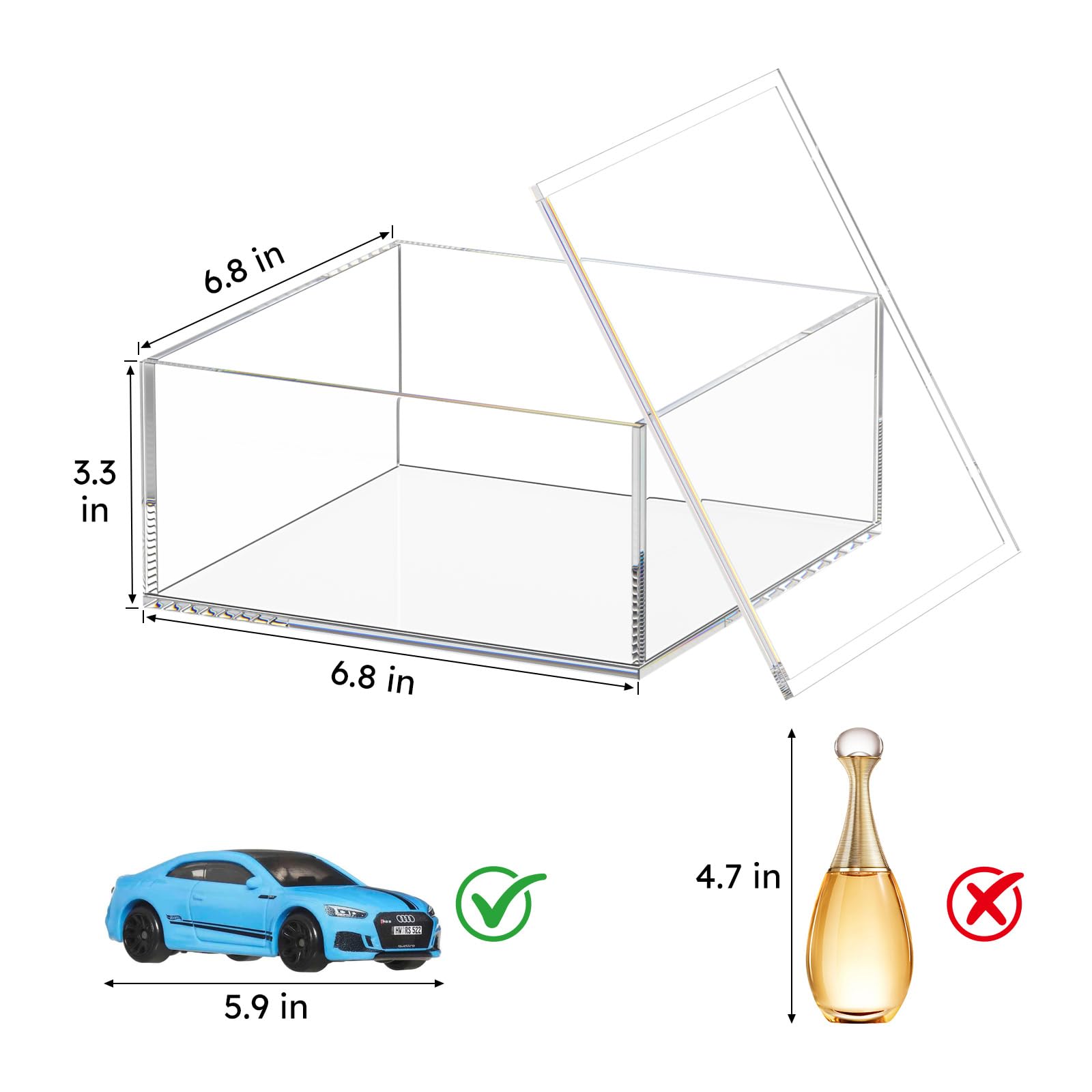 AITEE Decorative Acrylic Box with Lid, Display Storage for Home (X-Large)