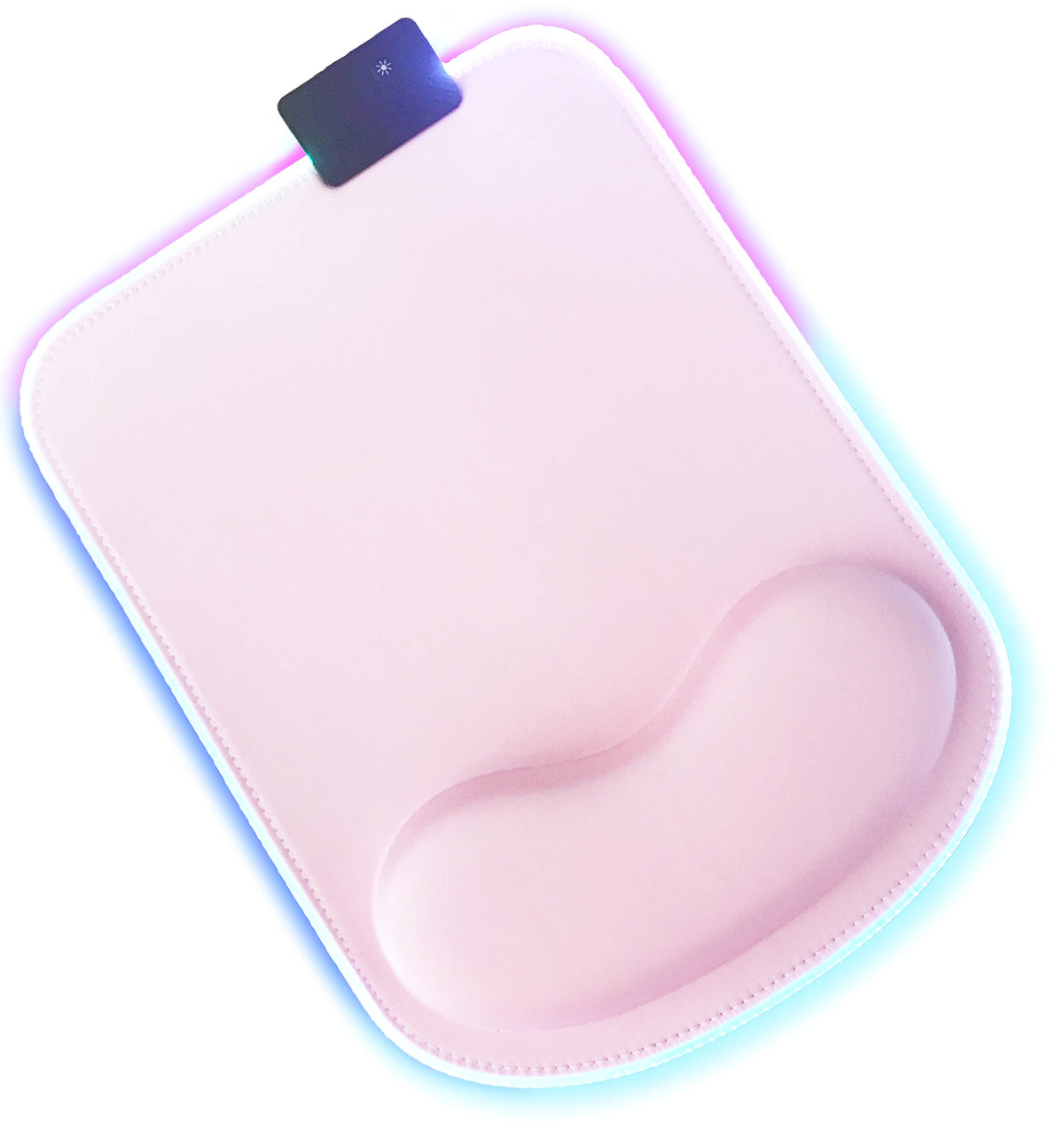 RGB LED Wrist Support Mouse Pad with 13 Lighting Modes, Anti-Slip Rubber Base, Ergonomic for