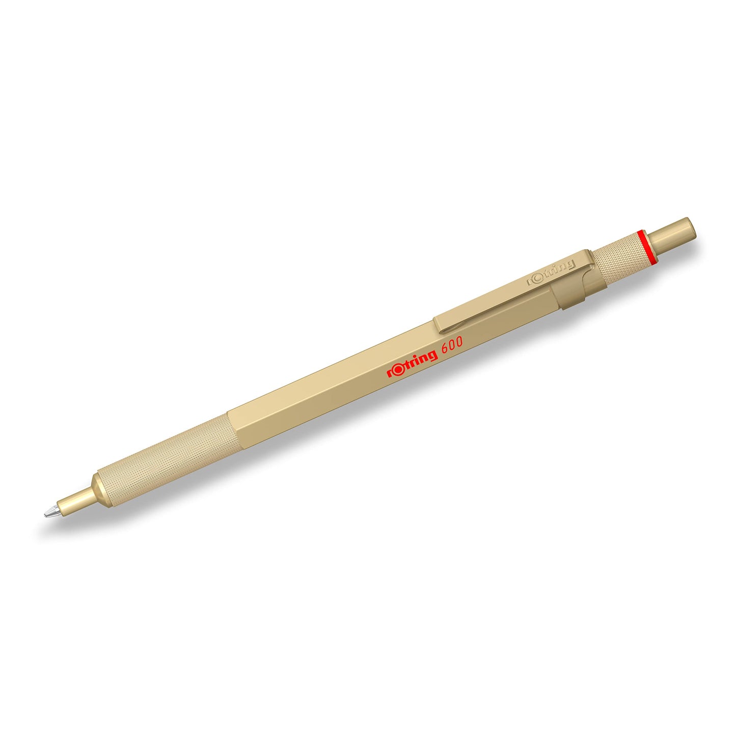 rOtring 600 Metallic Ballpoint Pen, Medium point, Black Ink, Gold Barrel, Refillable, 1 Count