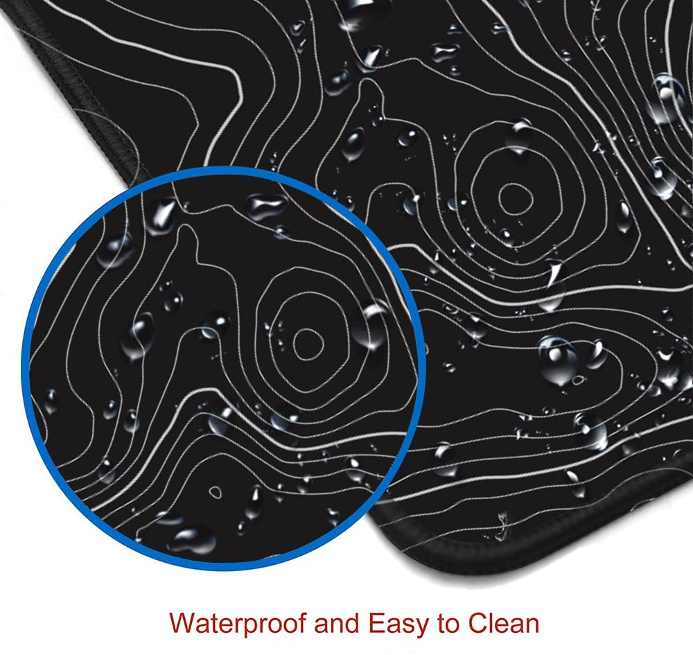 SANWUMIAN Gaming Mouse Pad, Large Topographic Mouse Pads for Desk, Non-Slip Rubber Base Mousepad