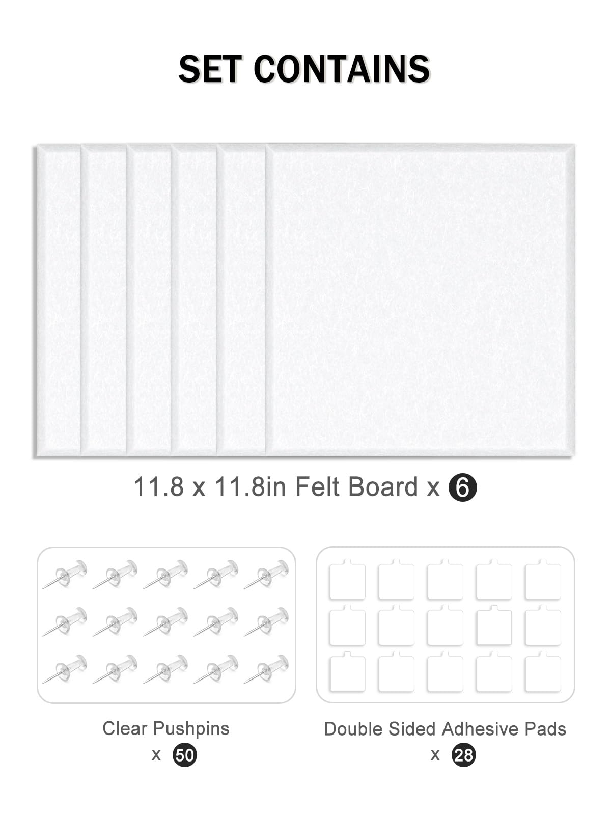 Hsurbtra Large Cork Board for Wall 36 x 24 Inch, 6 Pack Felt Bulletin Notice Board with Pushpins