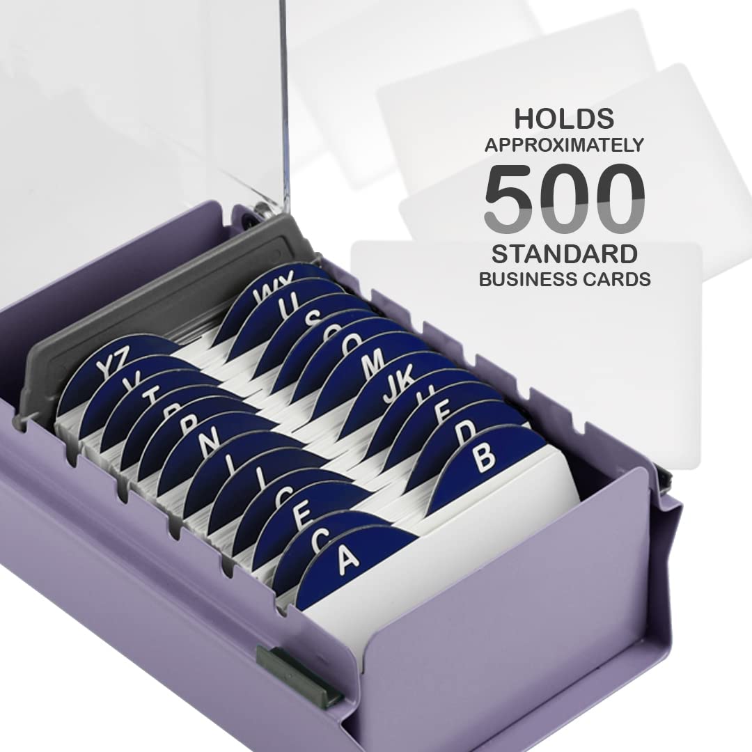 Acrimet Index Business Card Size File Holder Organizer Box Metal Base Heavy Duty (AZ Index Cards