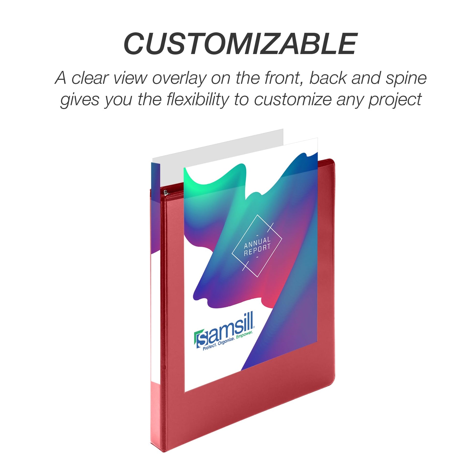 Samsill Durable 0.5 Inch Binder, D Ring Binder, 100% Recycled Chipboard, Red, 4 Pack