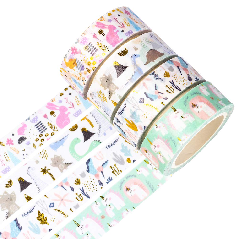 YUBBAEX Gold Washi Tape IG Style Silver Foil Masking Tape Set Decorative for Arts, DIY Crafts