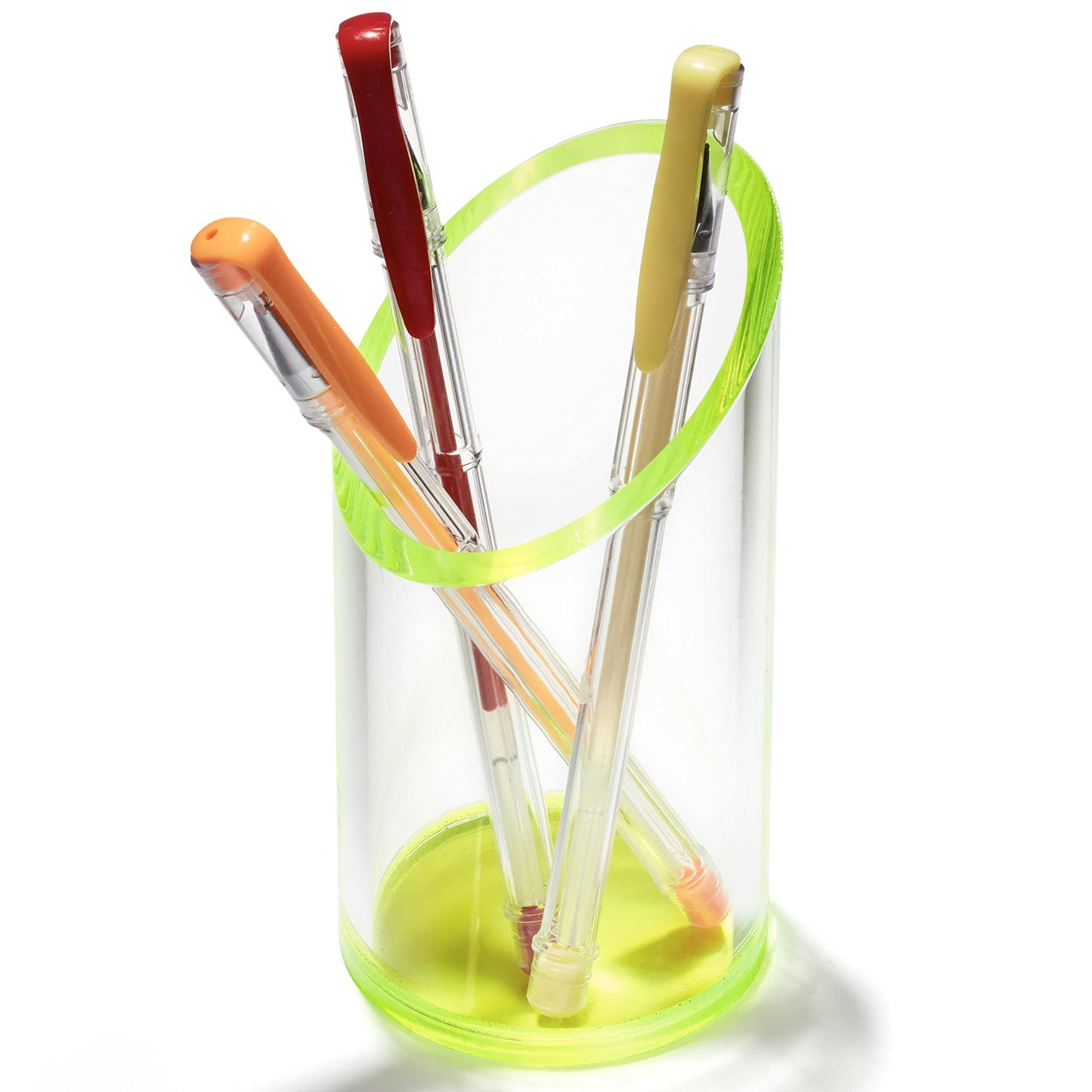 OfficeGoods Acrylic Pen Holder, 5.25” H x 2.5” W, Neon Green
