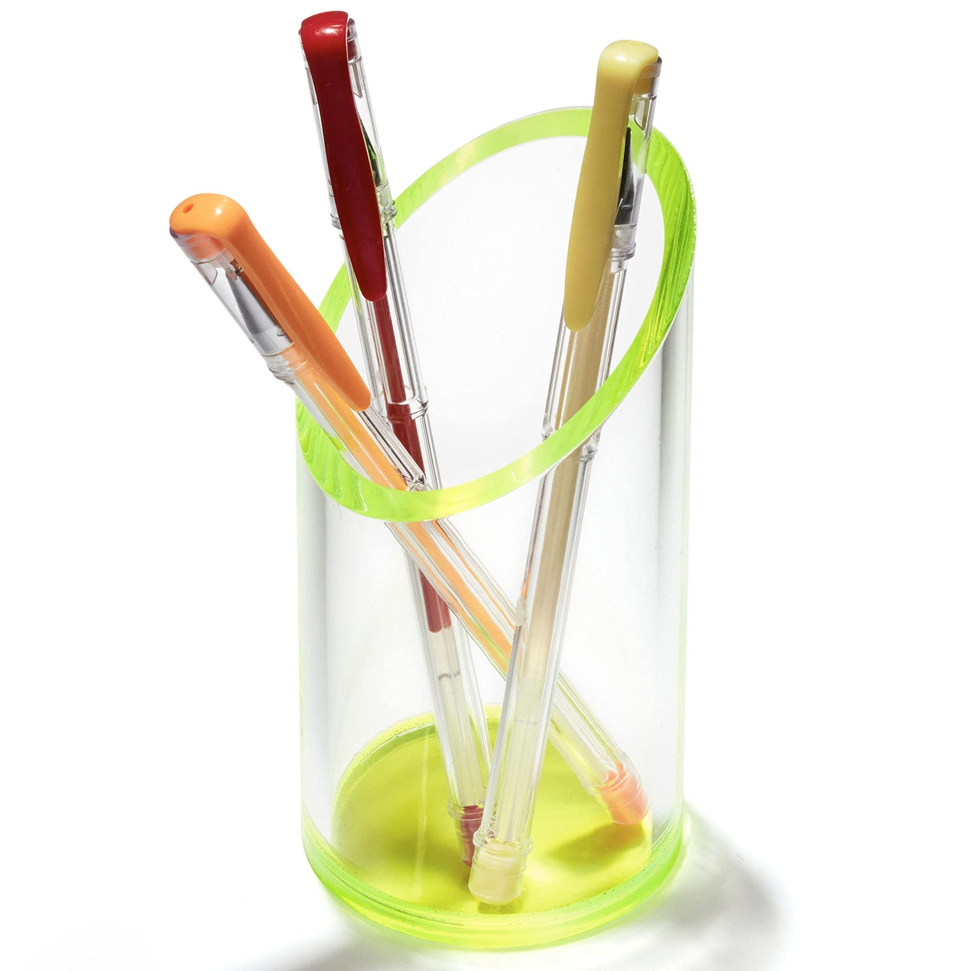 OfficeGoods Acrylic Pen Holder, 5.25” H x 2.5” W, Neon Green