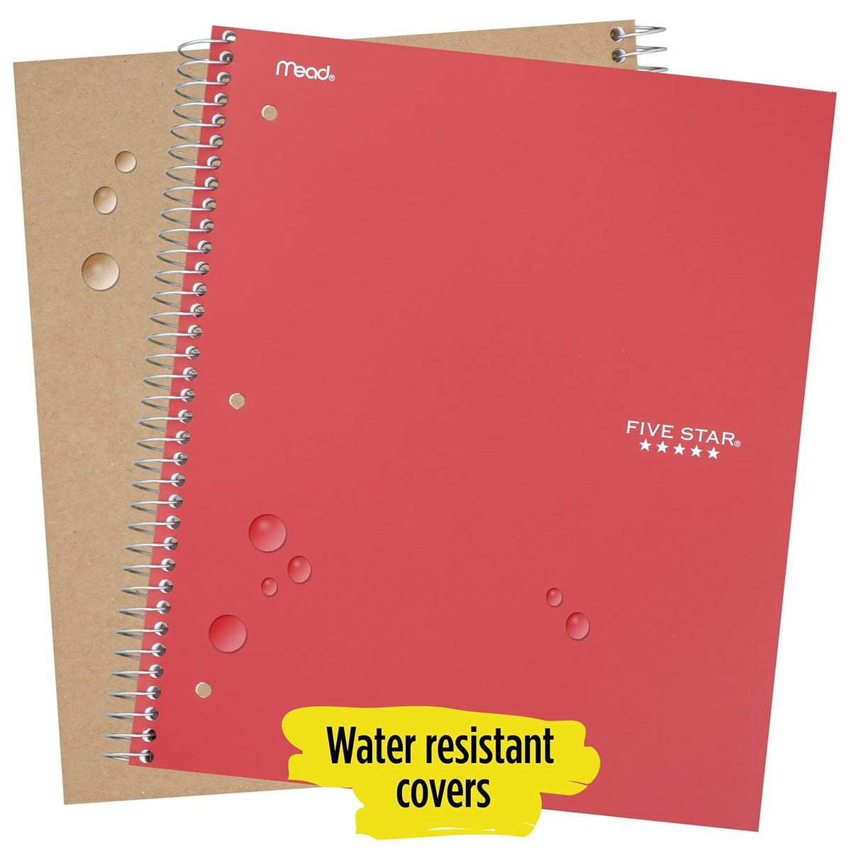 Five Star Spiral Notebooks, 5 Subject, College Ruled Paper, 200 Sheets, 11" x 8-1/2", Teal, Yellow